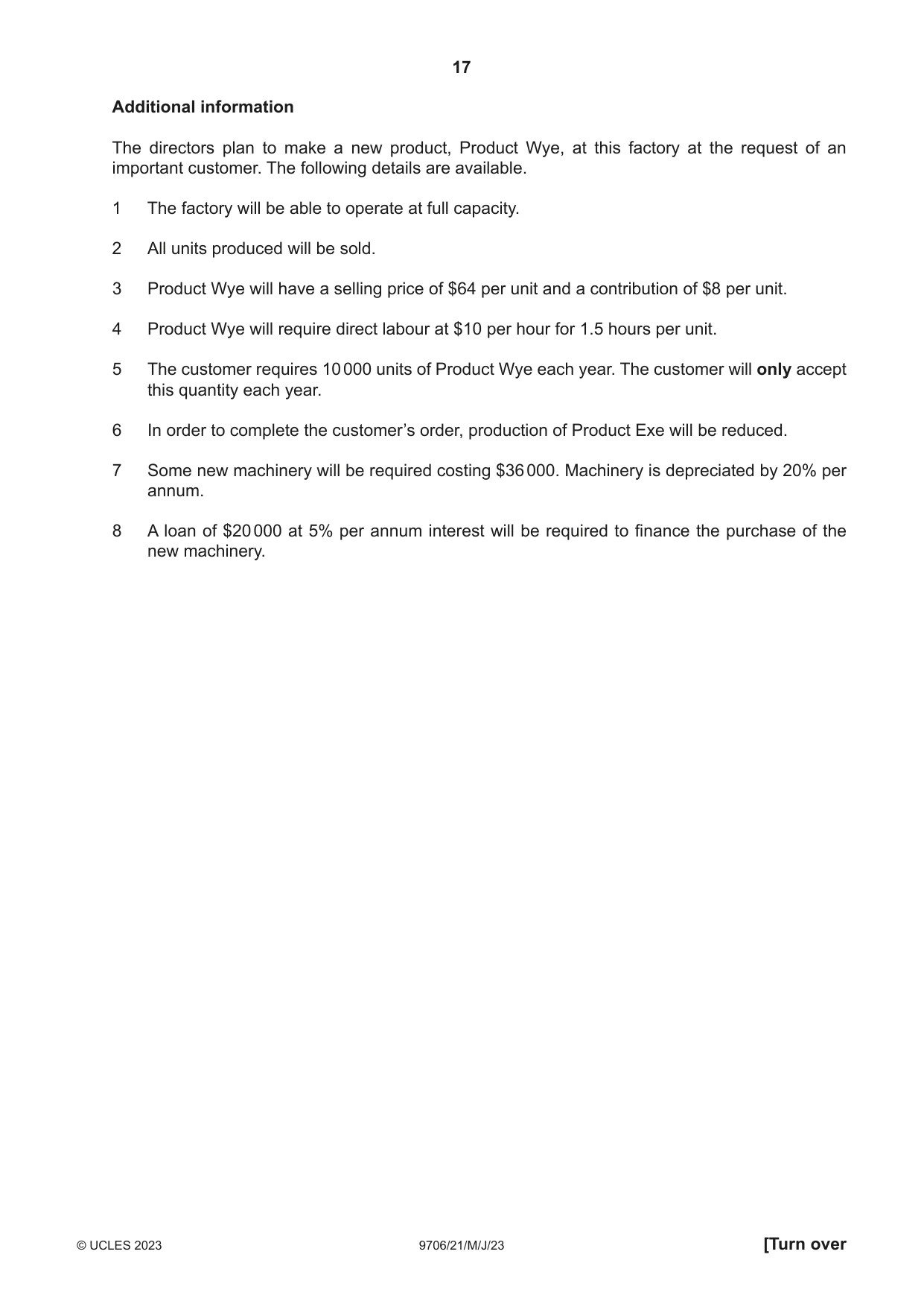 Cambridge A Level Accounting 9706 2023 May/June Paper 2 · Variant 1 question paper, page 17 of 20