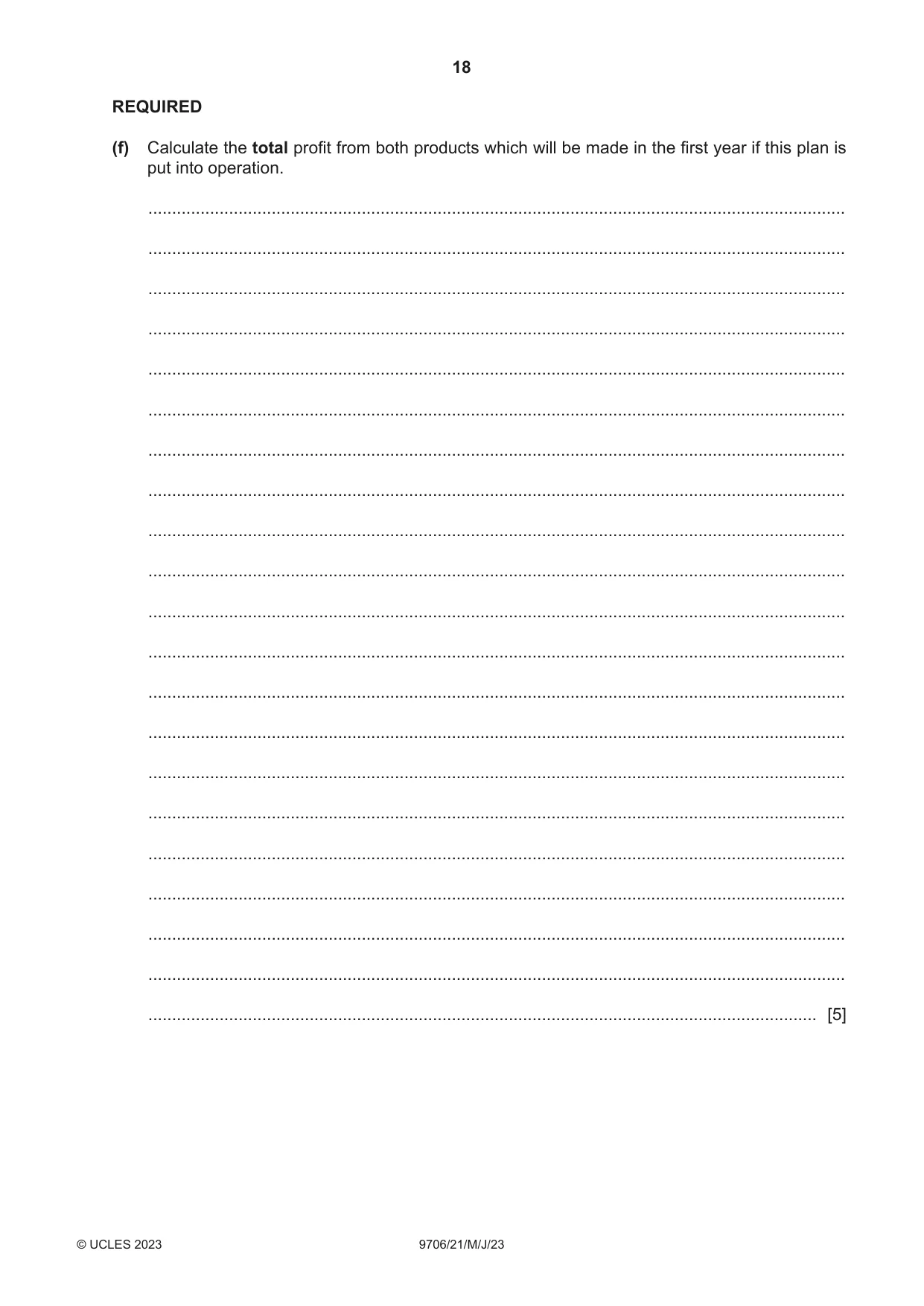 Cambridge A Level Accounting 9706 2023 May/June Paper 2 · Variant 1 question paper, page 18 of 20