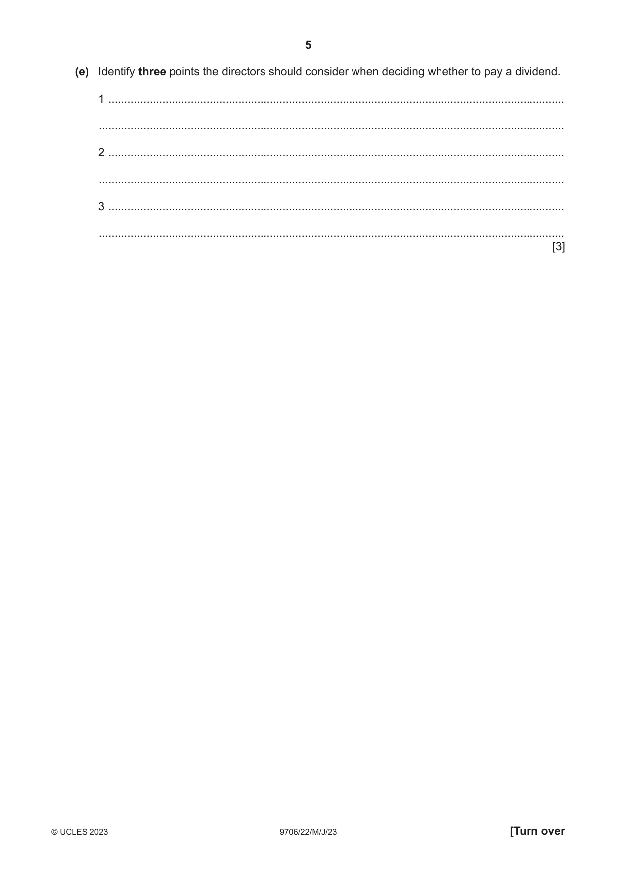 Cambridge A Level Accounting 9706 2023 May/June Paper 2 · Variant 2 question paper, page 5 of 20