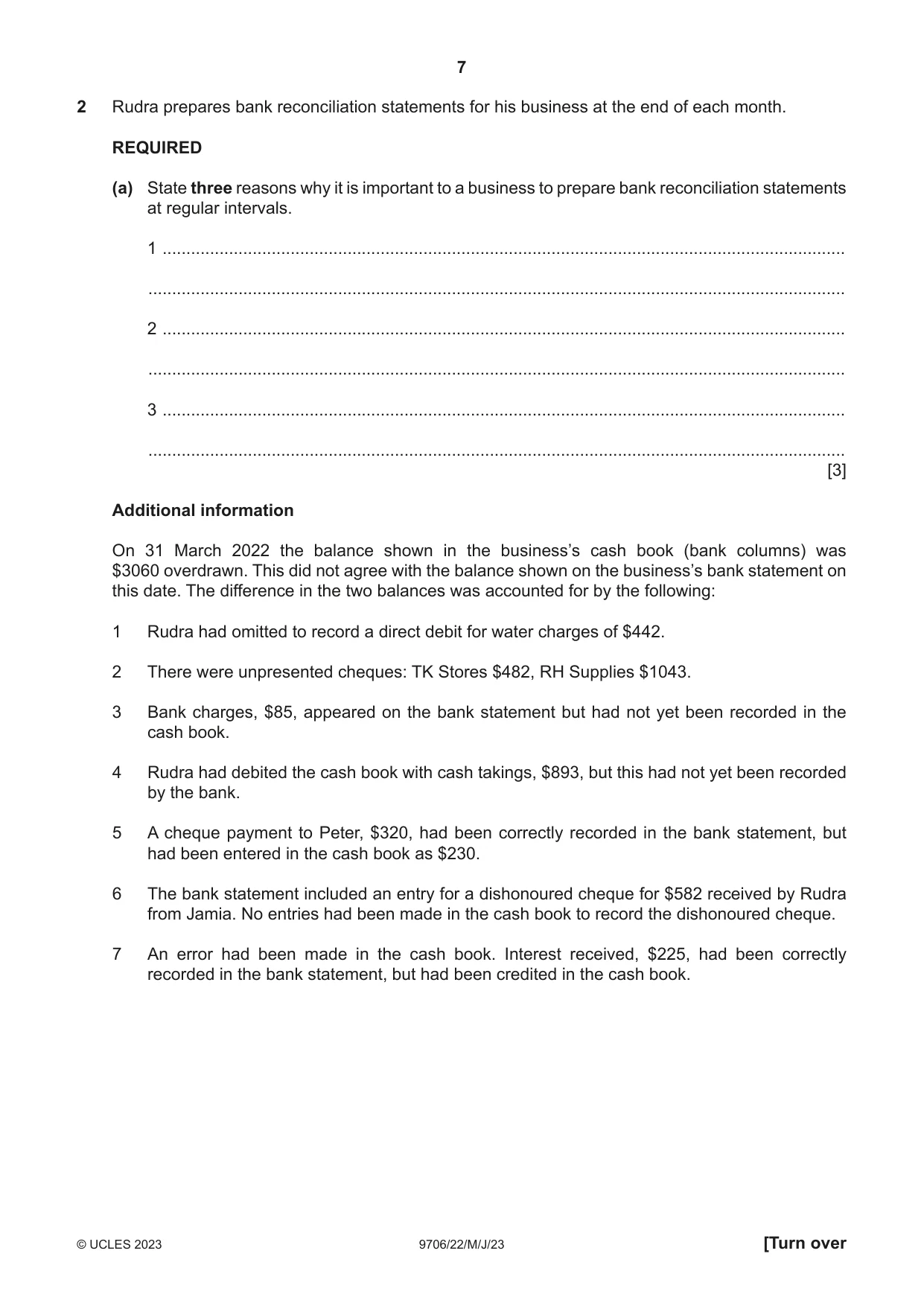 Cambridge A Level Accounting 9706 2023 May/June Paper 2 · Variant 2 question paper, page 7 of 20