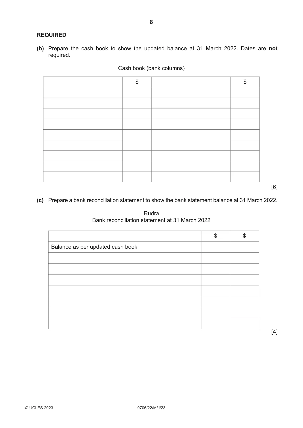 Cambridge A Level Accounting 9706 2023 May/June Paper 2 · Variant 2 question paper, page 8 of 20