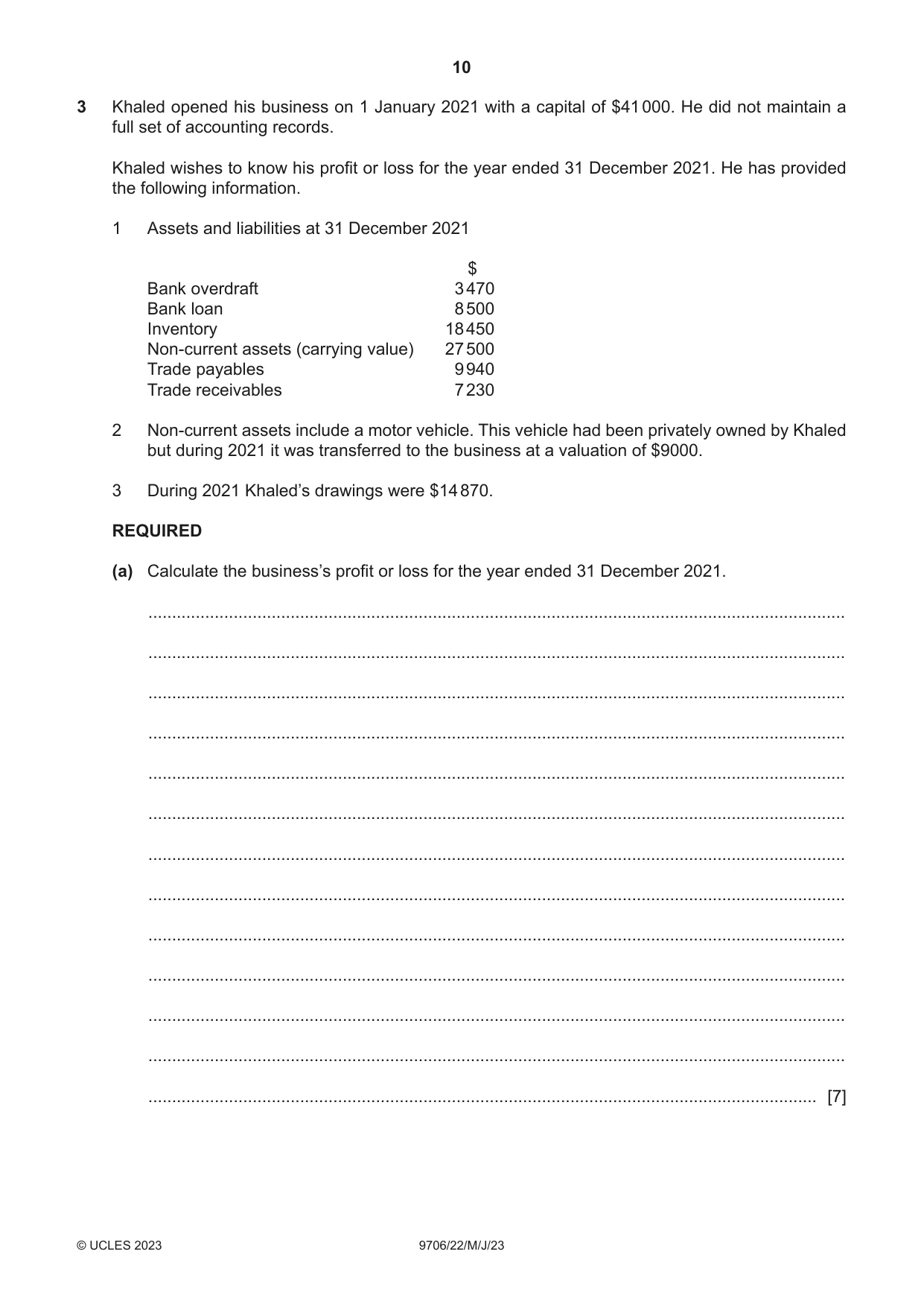 Cambridge A Level Accounting 9706 2023 May/June Paper 2 · Variant 2 question paper, page 10 of 20