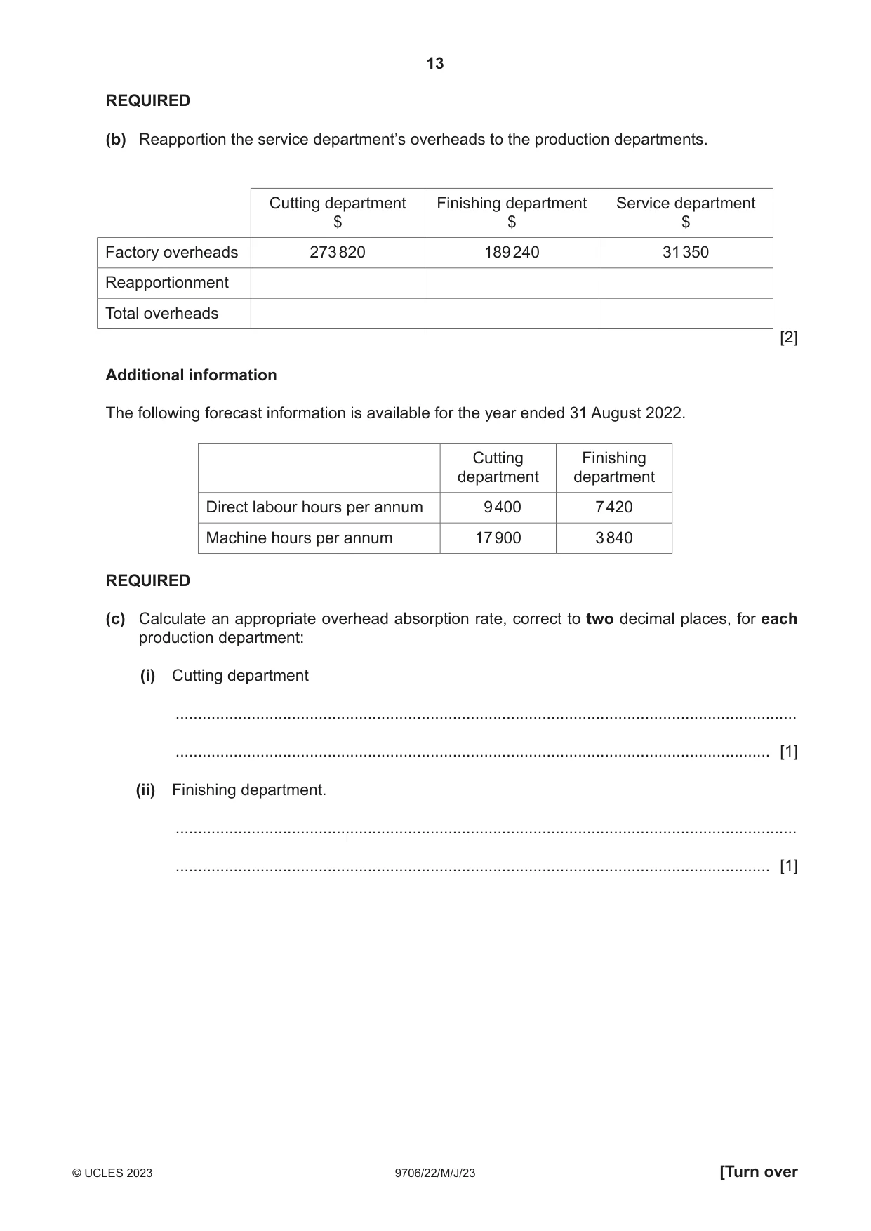 Cambridge A Level Accounting 9706 2023 May/June Paper 2 · Variant 2 question paper, page 13 of 20