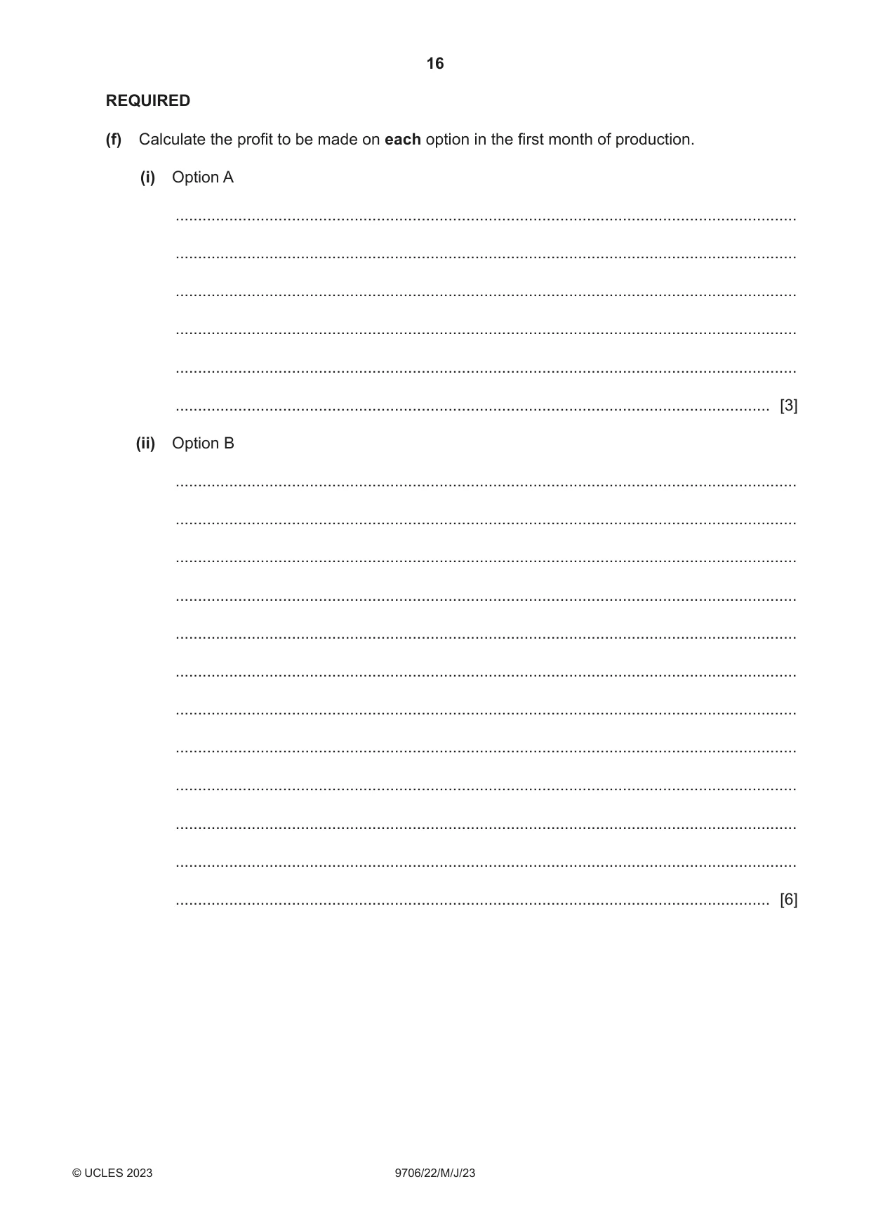Cambridge A Level Accounting 9706 2023 May/June Paper 2 · Variant 2 question paper, page 16 of 20