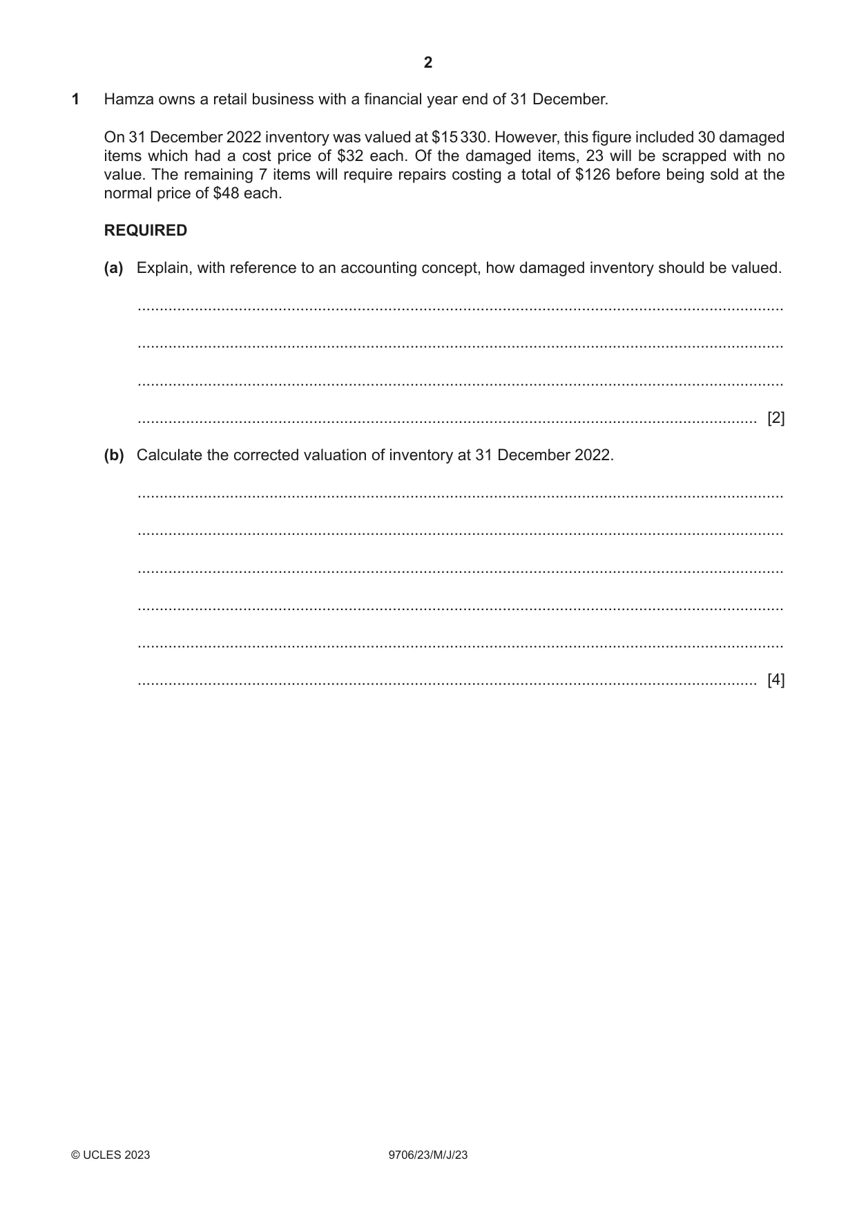 Cambridge A Level Accounting 9706 2023 May/June Paper 2 · Variant 3 question paper, page 2 of 16