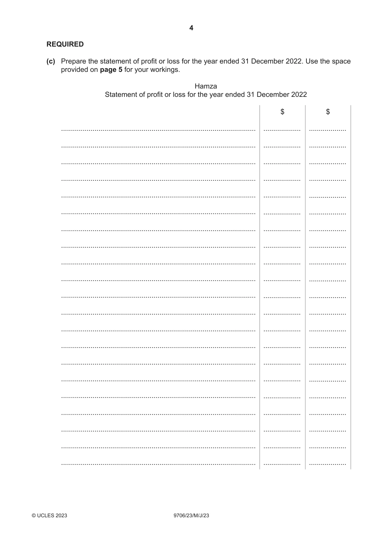 Cambridge A Level Accounting 9706 2023 May/June Paper 2 · Variant 3 question paper, page 4 of 16