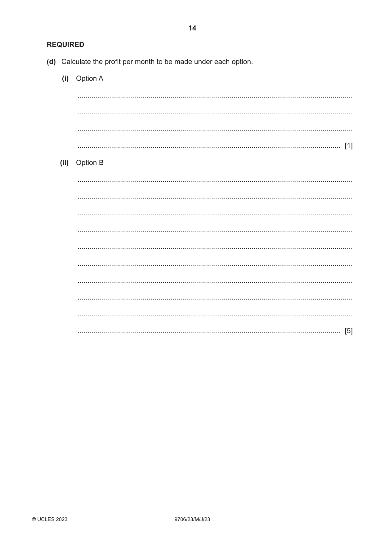 Cambridge A Level Accounting 9706 2023 May/June Paper 2 · Variant 3 question paper, page 14 of 16