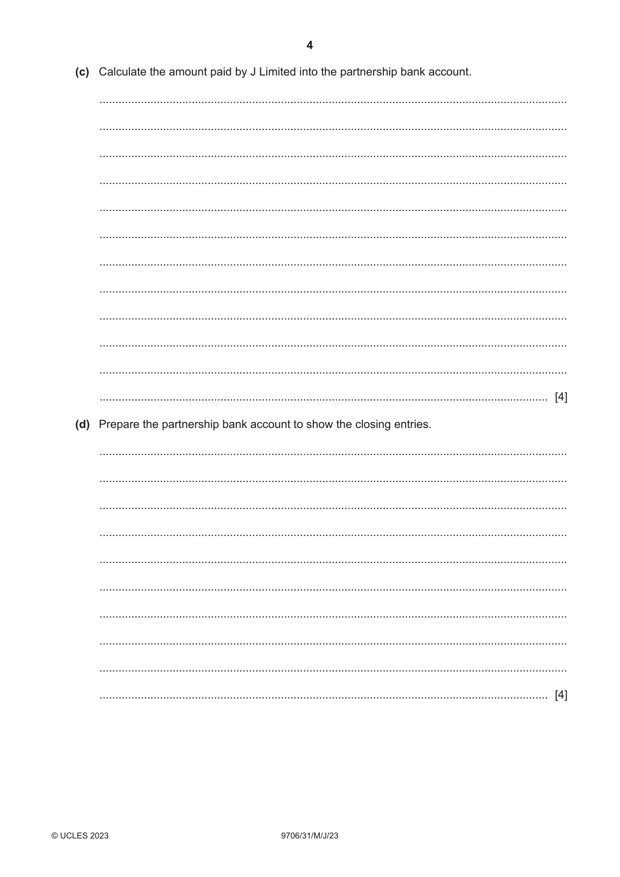 Cambridge A Level Accounting 9706 2023 May/June Paper 3 · Variant 1 question paper, page 4 of 12