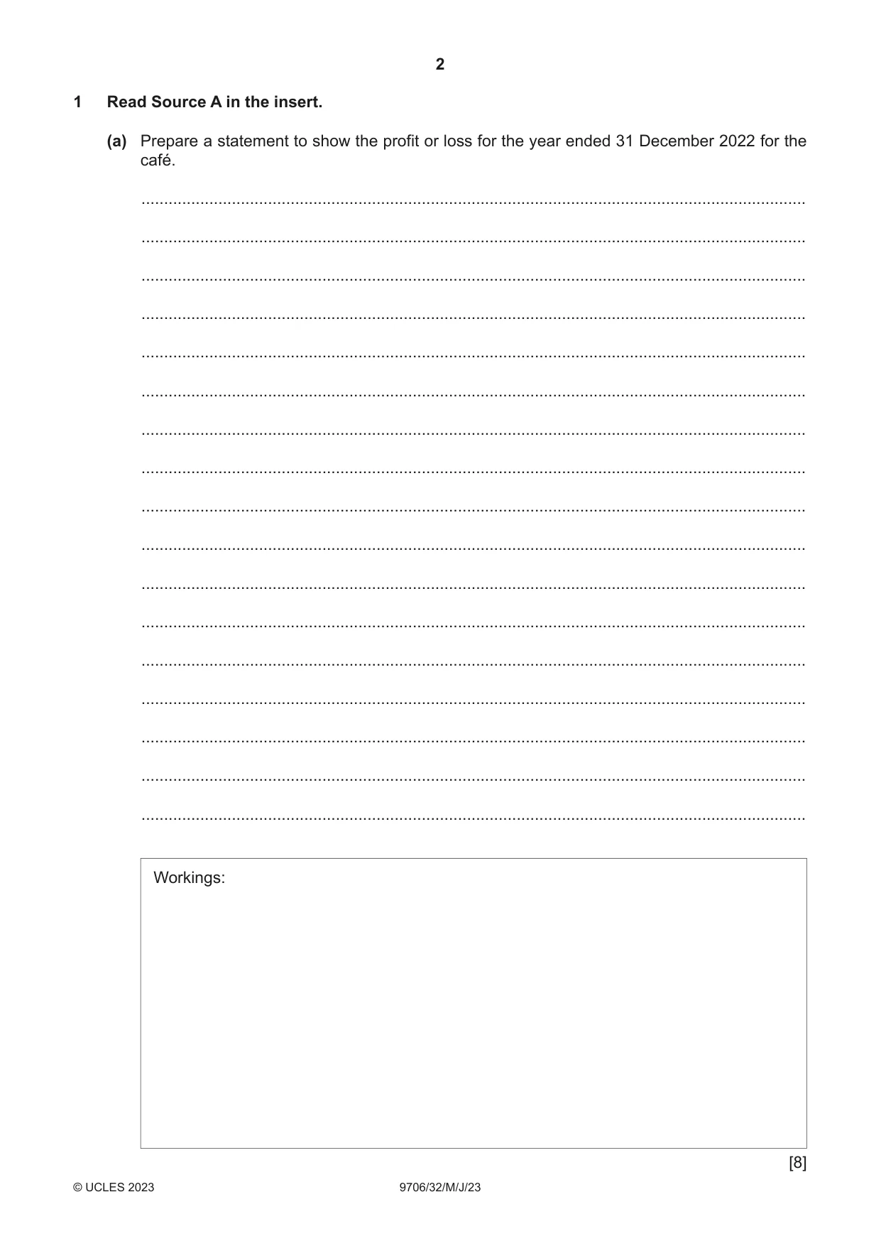 Cambridge A Level Accounting 9706 2023 May/June Paper 3 · Variant 2 question paper, page 2 of 12