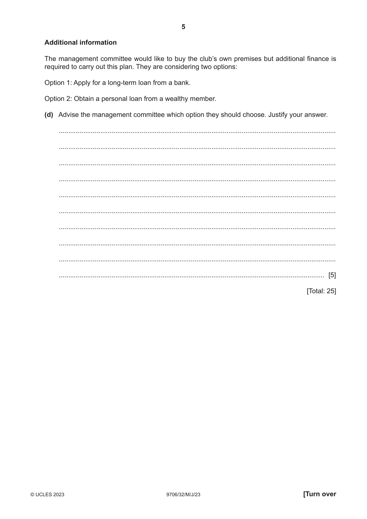 Cambridge A Level Accounting 9706 2023 May/June Paper 3 · Variant 2 question paper, page 5 of 12