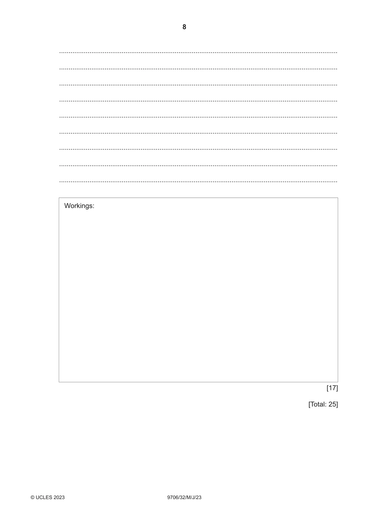 Cambridge A Level Accounting 9706 2023 May/June Paper 3 · Variant 2 question paper, page 8 of 12