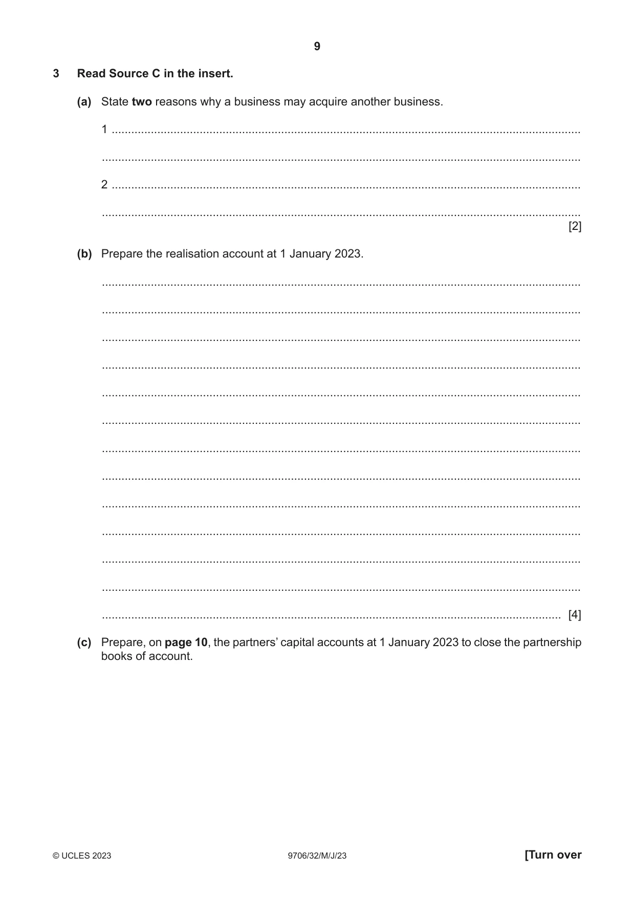 Cambridge A Level Accounting 9706 2023 May/June Paper 3 · Variant 2 question paper, page 9 of 12