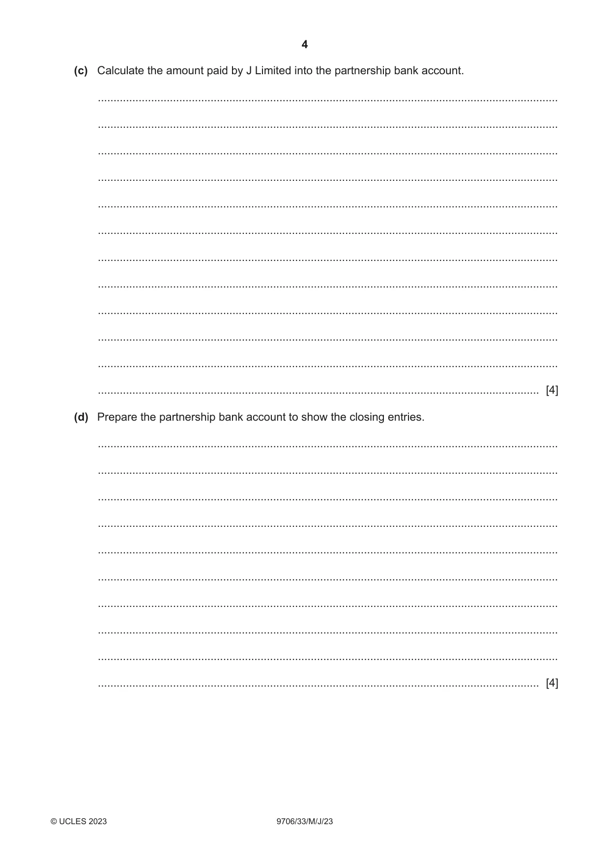 Cambridge A Level Accounting 9706 2023 May/June Paper 3 · Variant 3 question paper, page 4 of 12