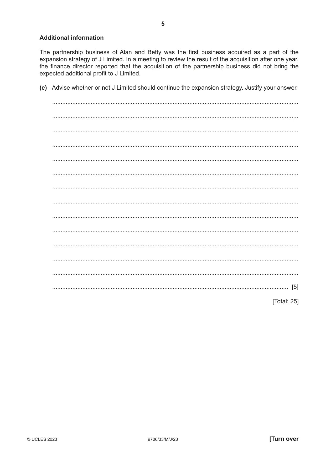 Cambridge A Level Accounting 9706 2023 May/June Paper 3 · Variant 3 question paper, page 5 of 12