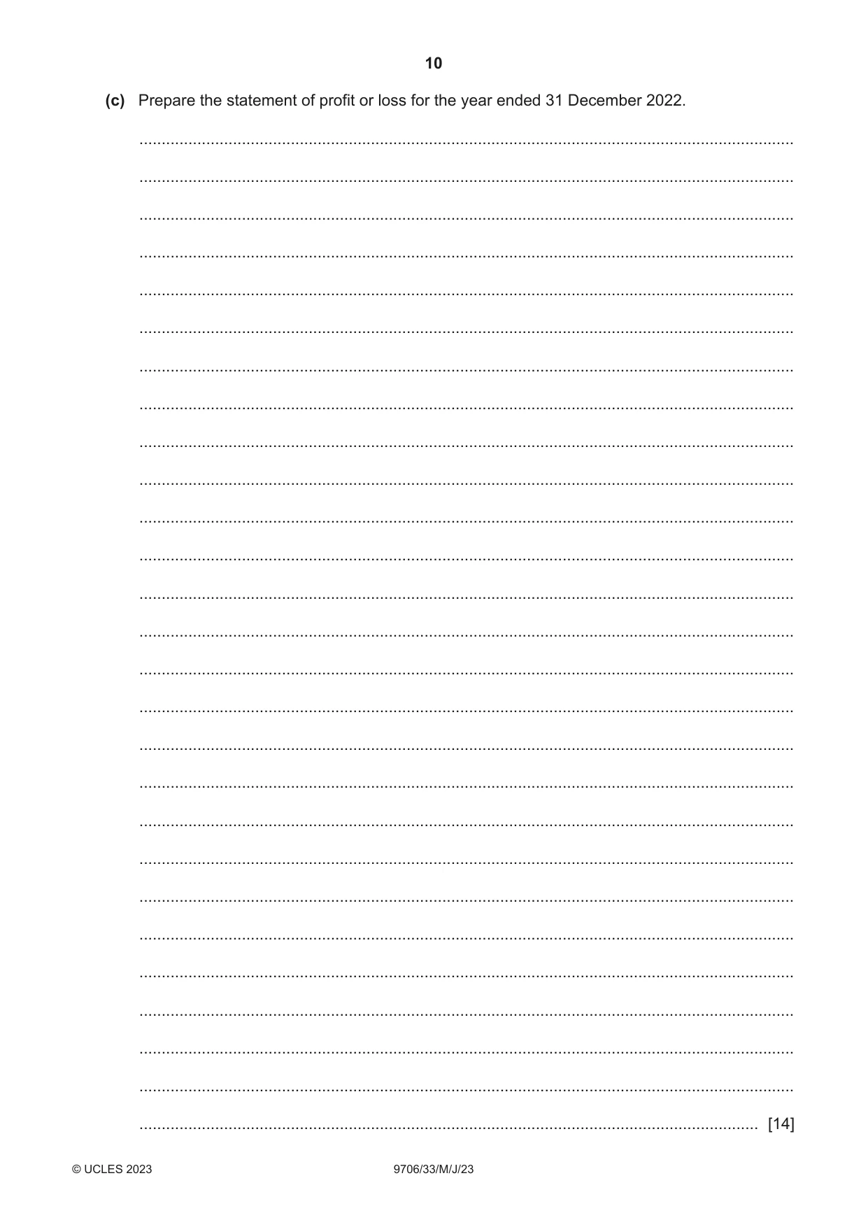 Cambridge A Level Accounting 9706 2023 May/June Paper 3 · Variant 3 question paper, page 10 of 12