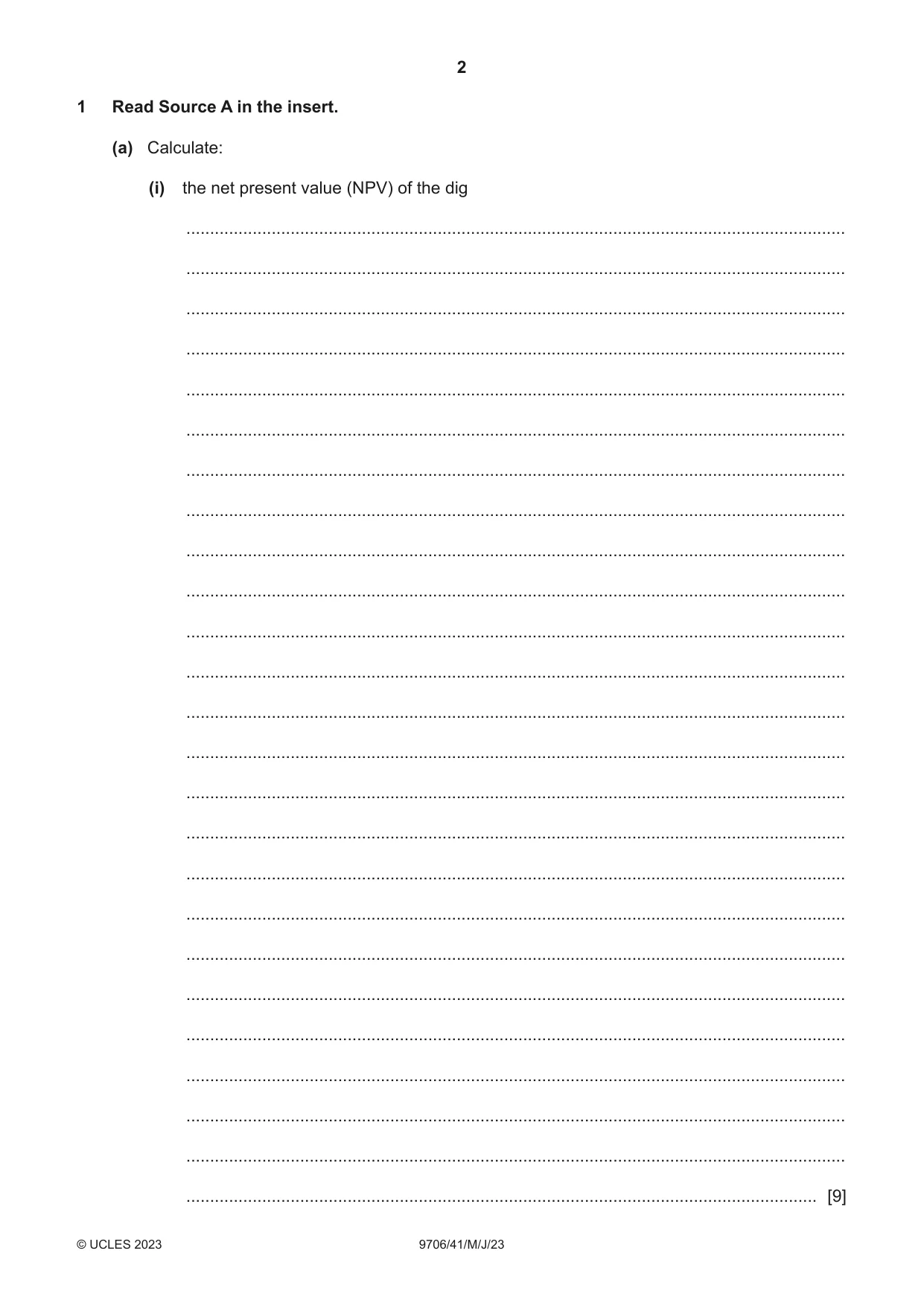 Cambridge A Level Accounting 9706 2023 May/June Paper 4 · Variant 1 question paper, page 2 of 8