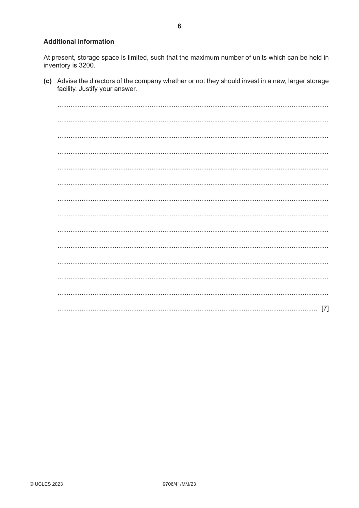 Cambridge A Level Accounting 9706 2023 May/June Paper 4 · Variant 1 question paper, page 6 of 8