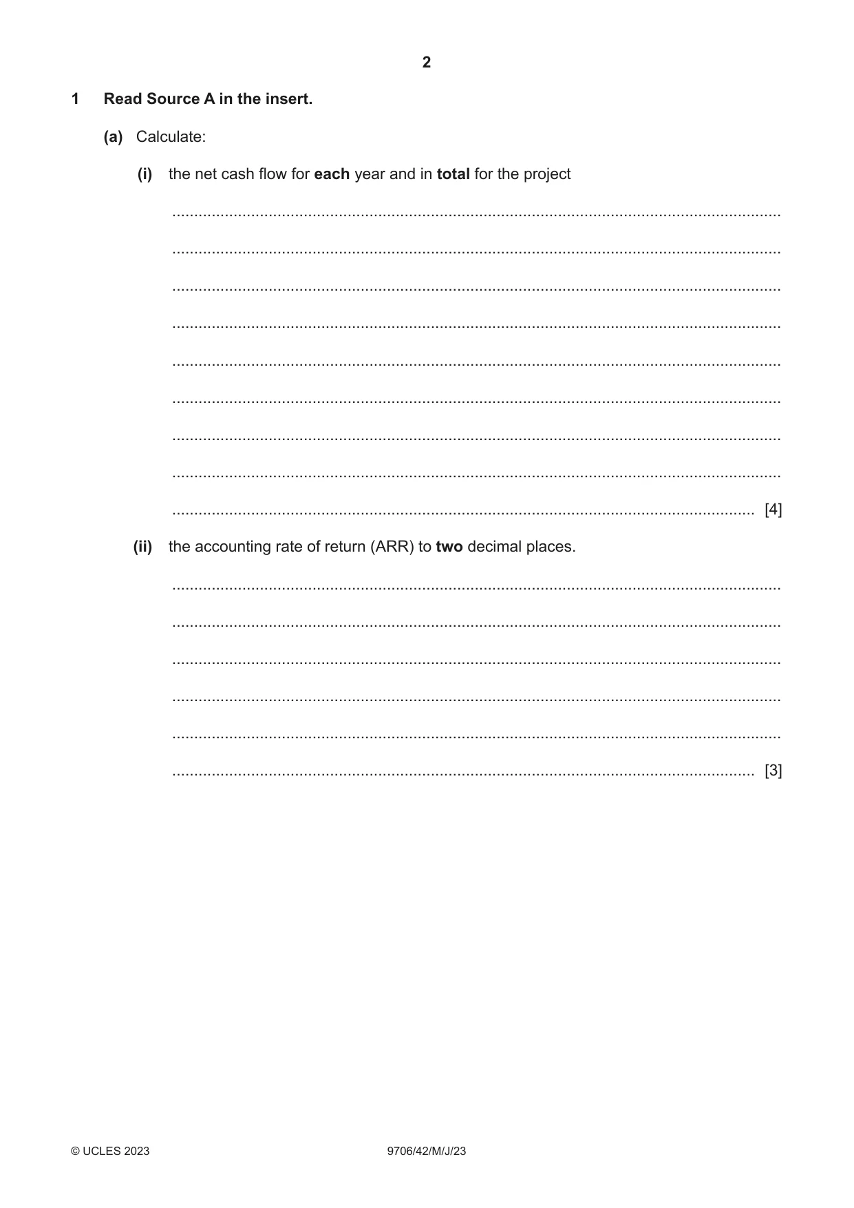 Cambridge A Level Accounting 9706 2023 May/June Paper 4 · Variant 2 question paper, page 2 of 8