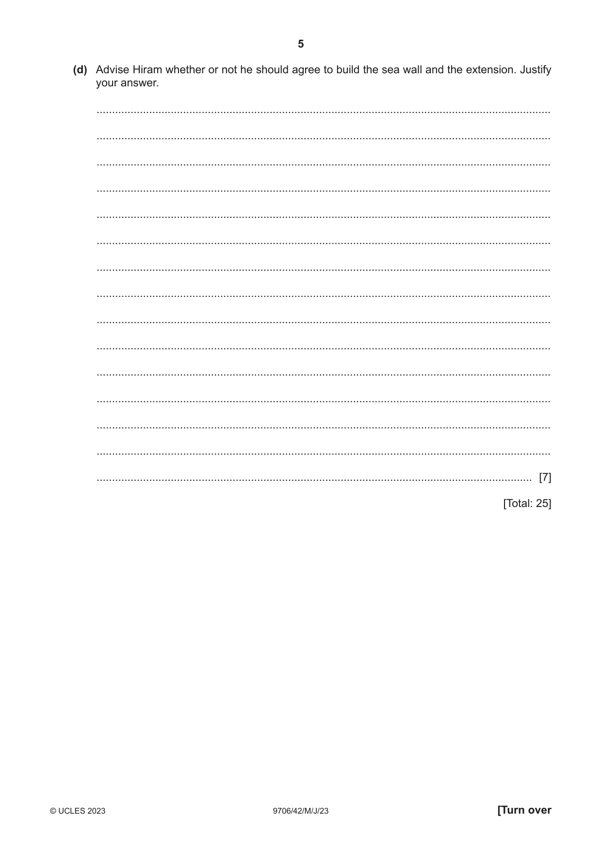 Cambridge A Level Accounting 9706 2023 May/June Paper 4 · Variant 2 question paper, page 5 of 8