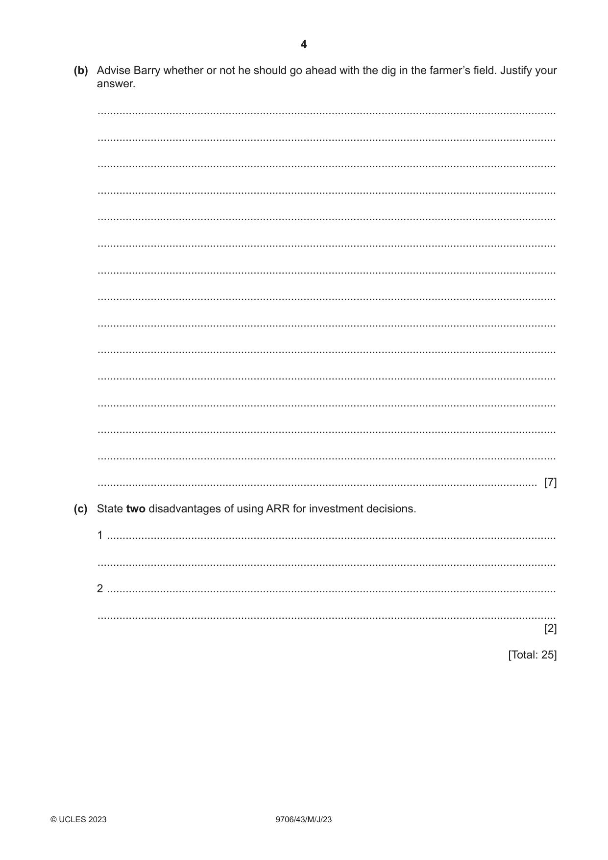 Cambridge A Level Accounting 9706 2023 May/June Paper 4 · Variant 3 question paper, page 4 of 8