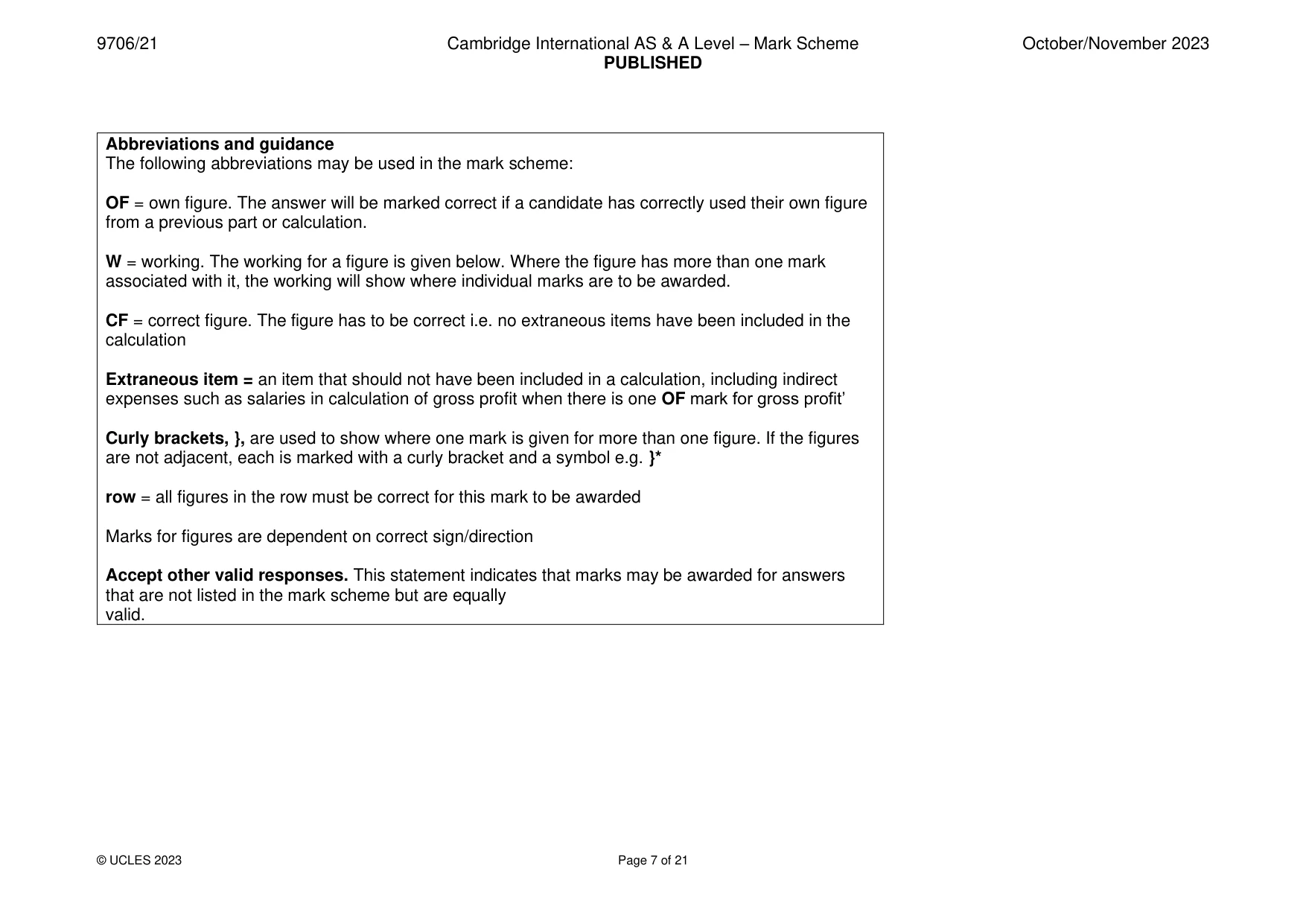 Mark scheme, page 7 of 21