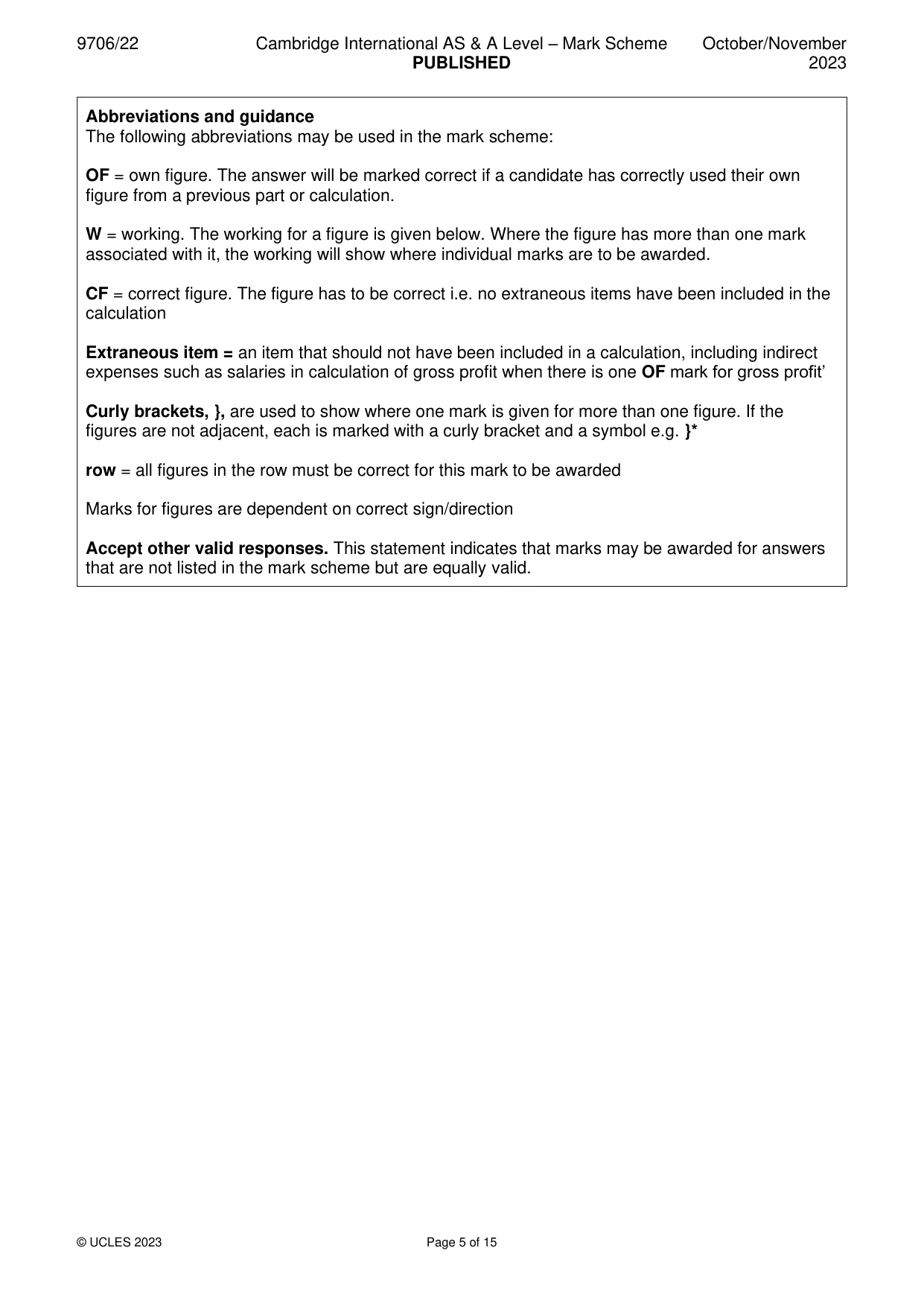 Mark scheme, page 5 of 15