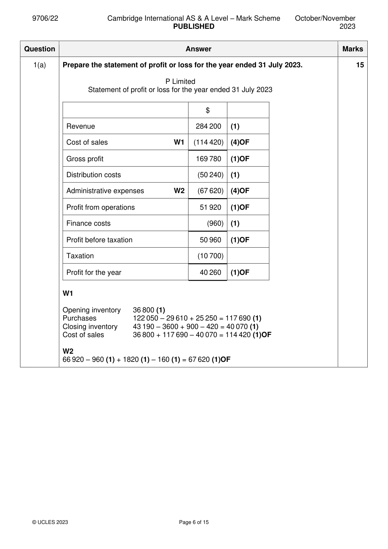 Mark scheme, page 6 of 15
