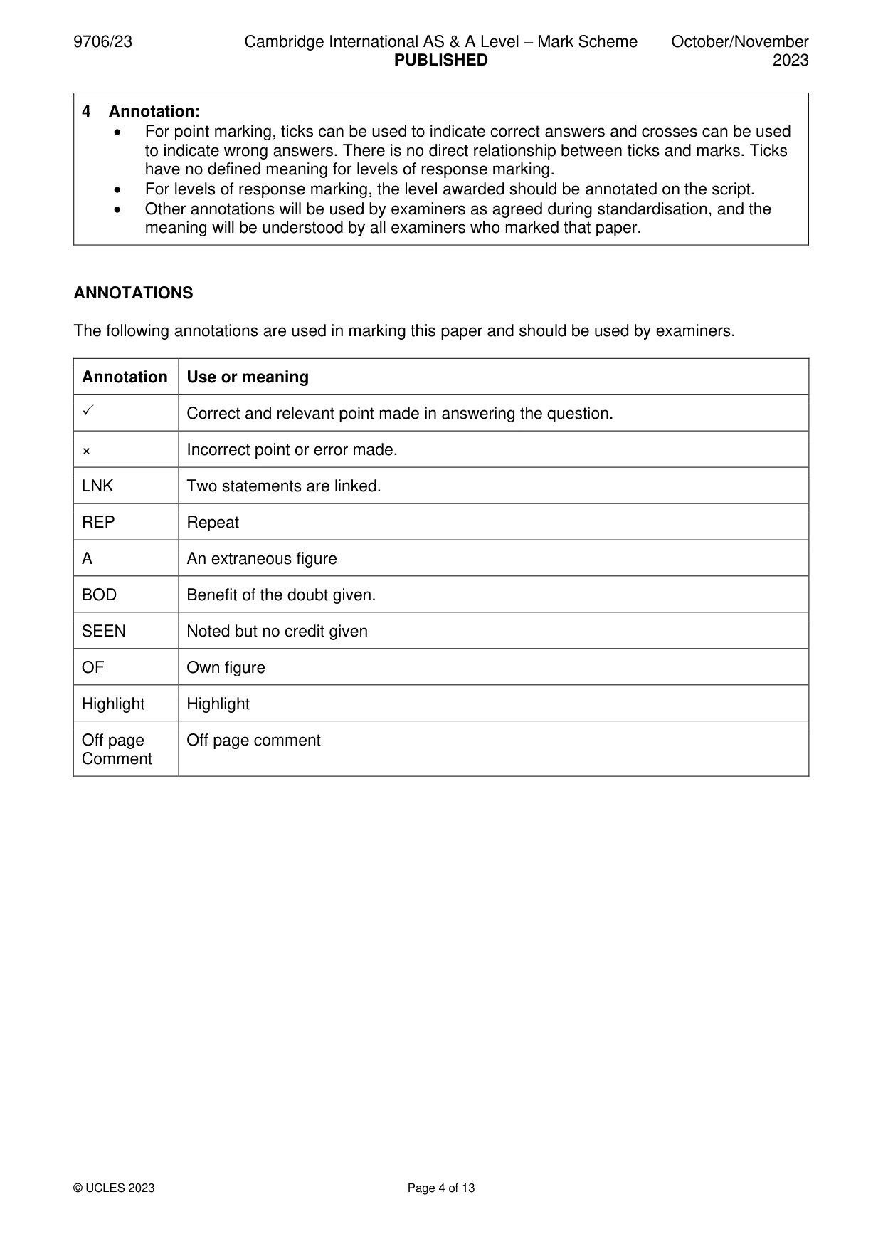 Mark scheme, page 4 of 13