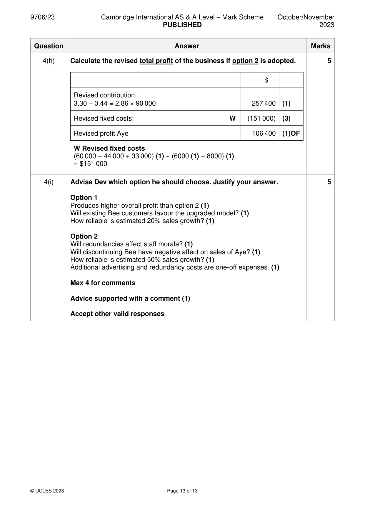 Mark scheme, page 13 of 13