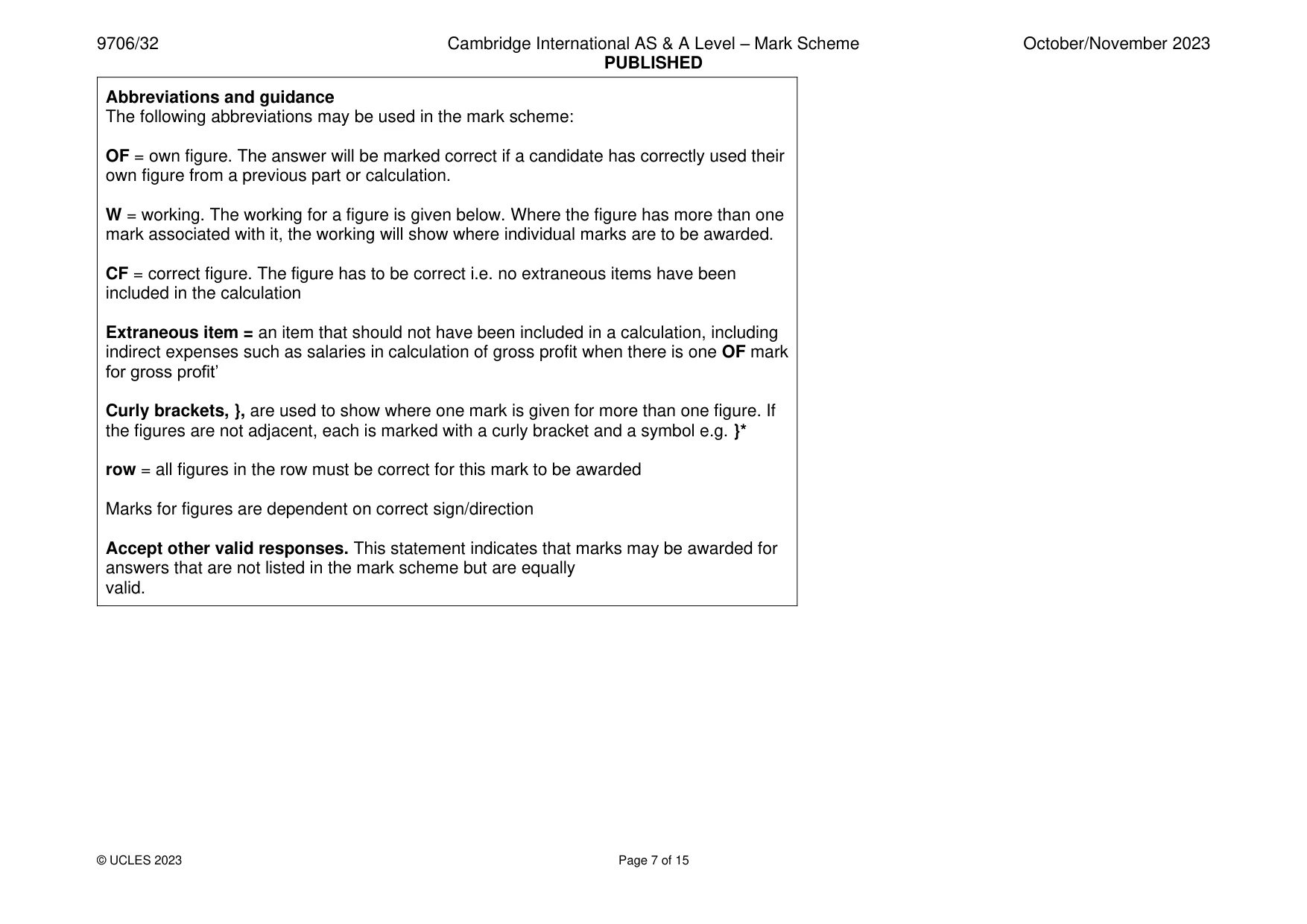 Mark scheme, page 7 of 15