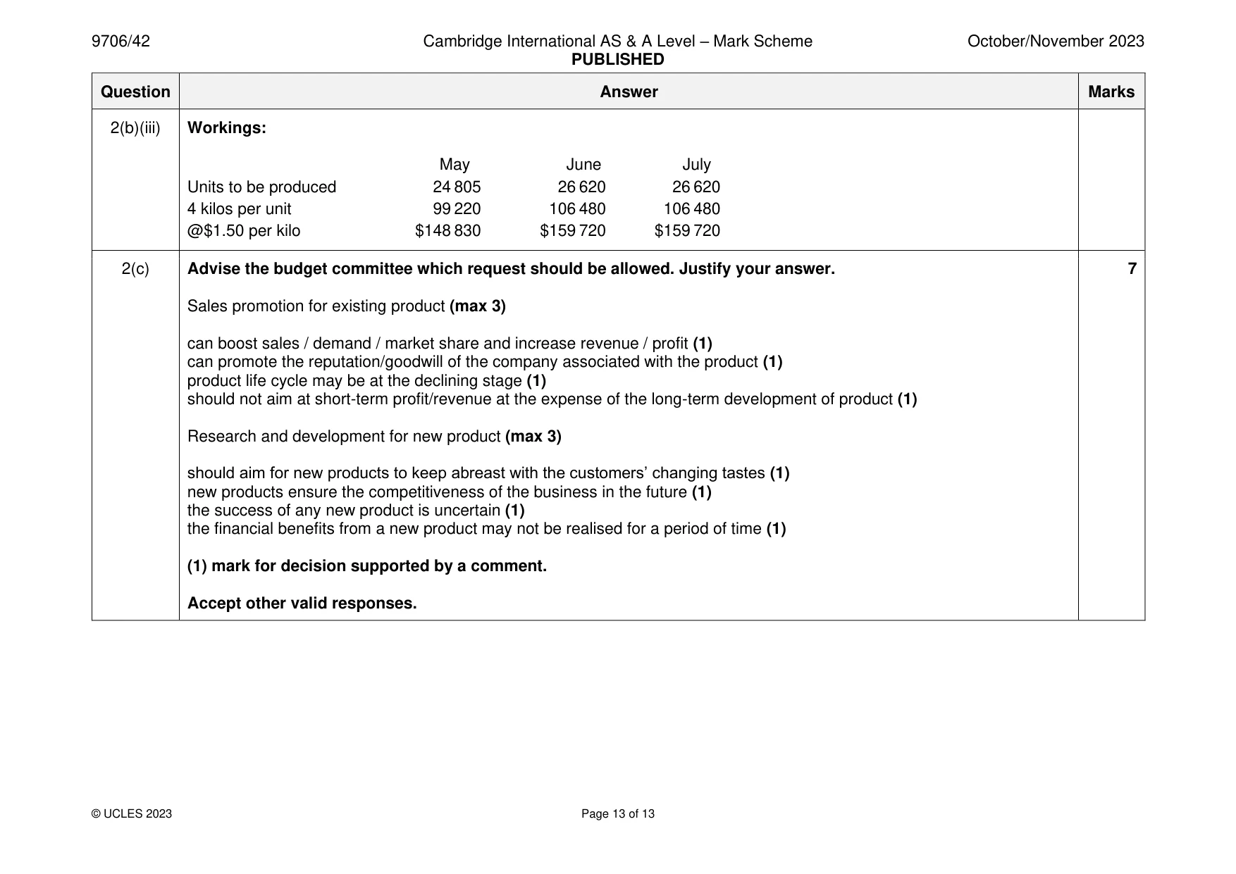 Mark scheme, page 13 of 13