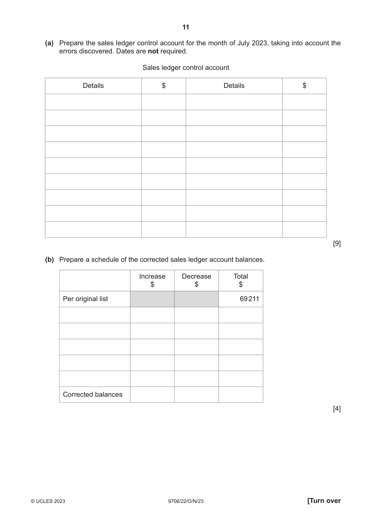 Cambridge A Level Accounting 9706 2023 Oct/Nov Paper 2 · Variant 2 question paper, page 11 of 20
