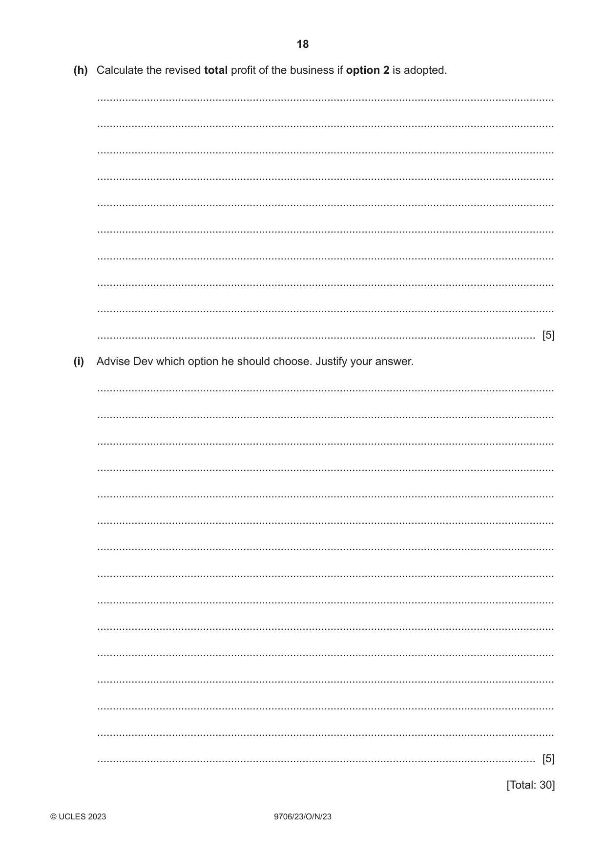 Cambridge A Level Accounting 9706 2023 Oct/Nov Paper 2 · Variant 3 question paper, page 18 of 20