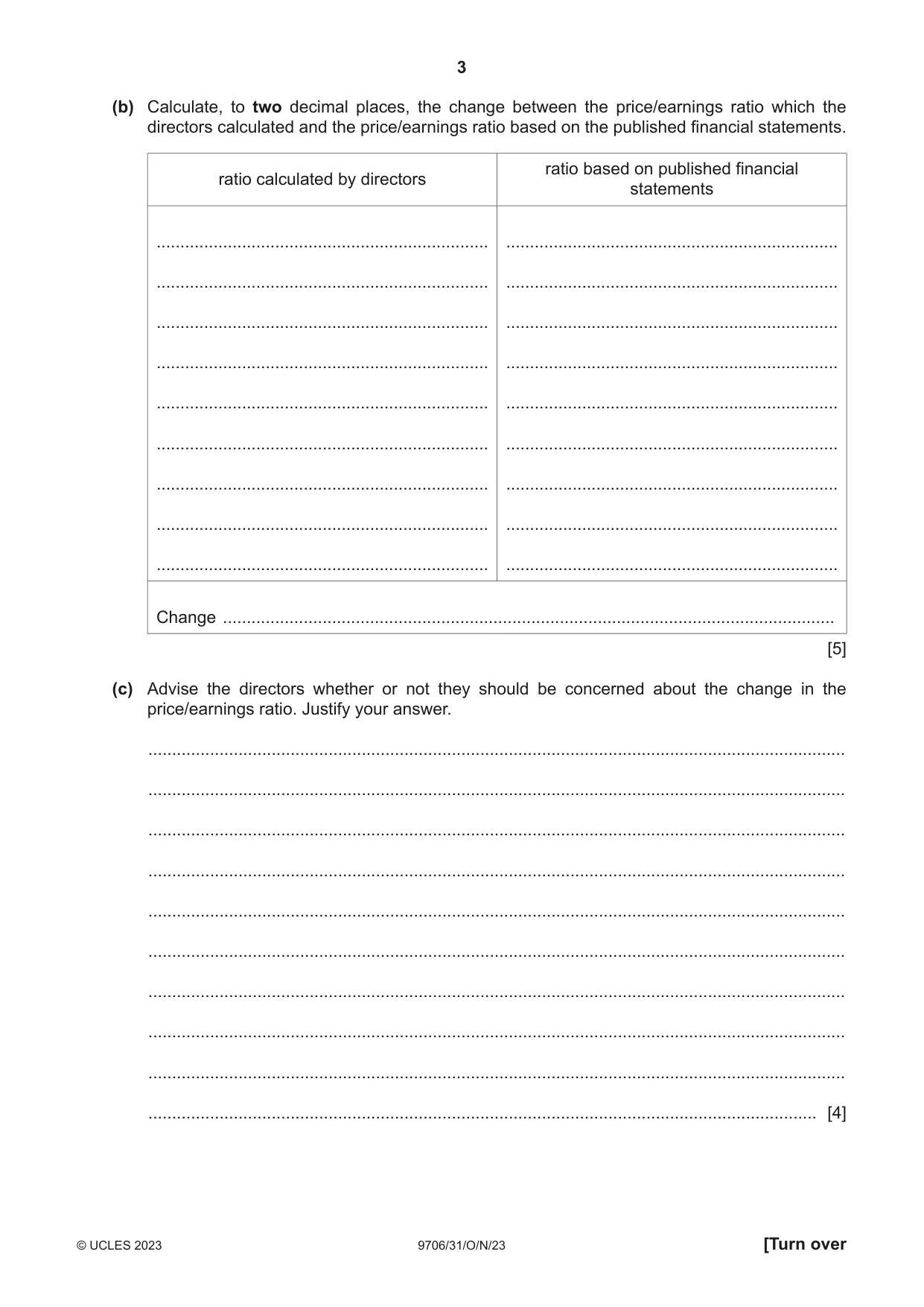 Cambridge A Level Accounting 9706 2023 Oct/Nov Paper 3 · Variant 1 question paper, page 3 of 12