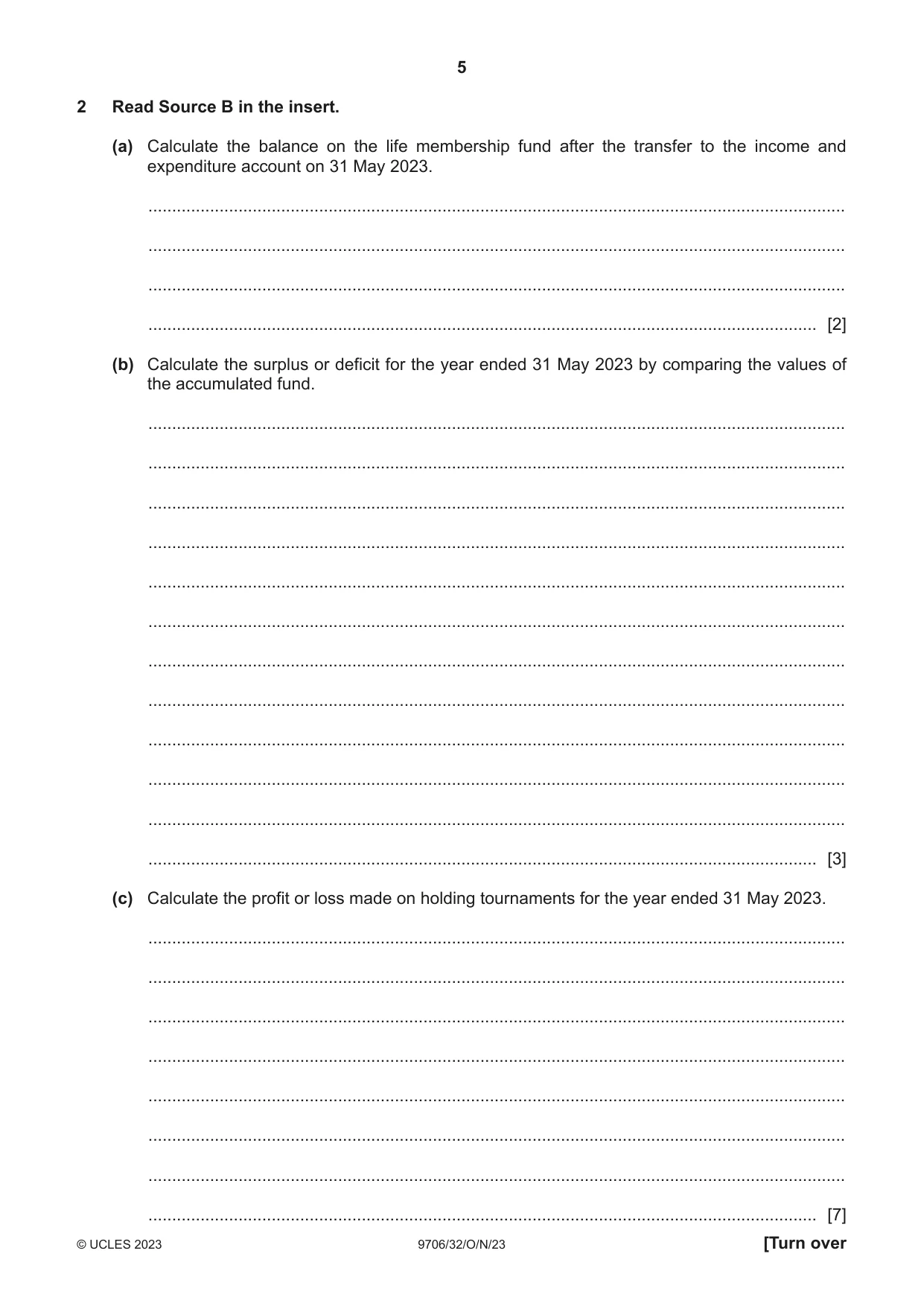 Cambridge A Level Accounting 9706 2023 Oct/Nov Paper 3 · Variant 2 question paper, page 5 of 12
