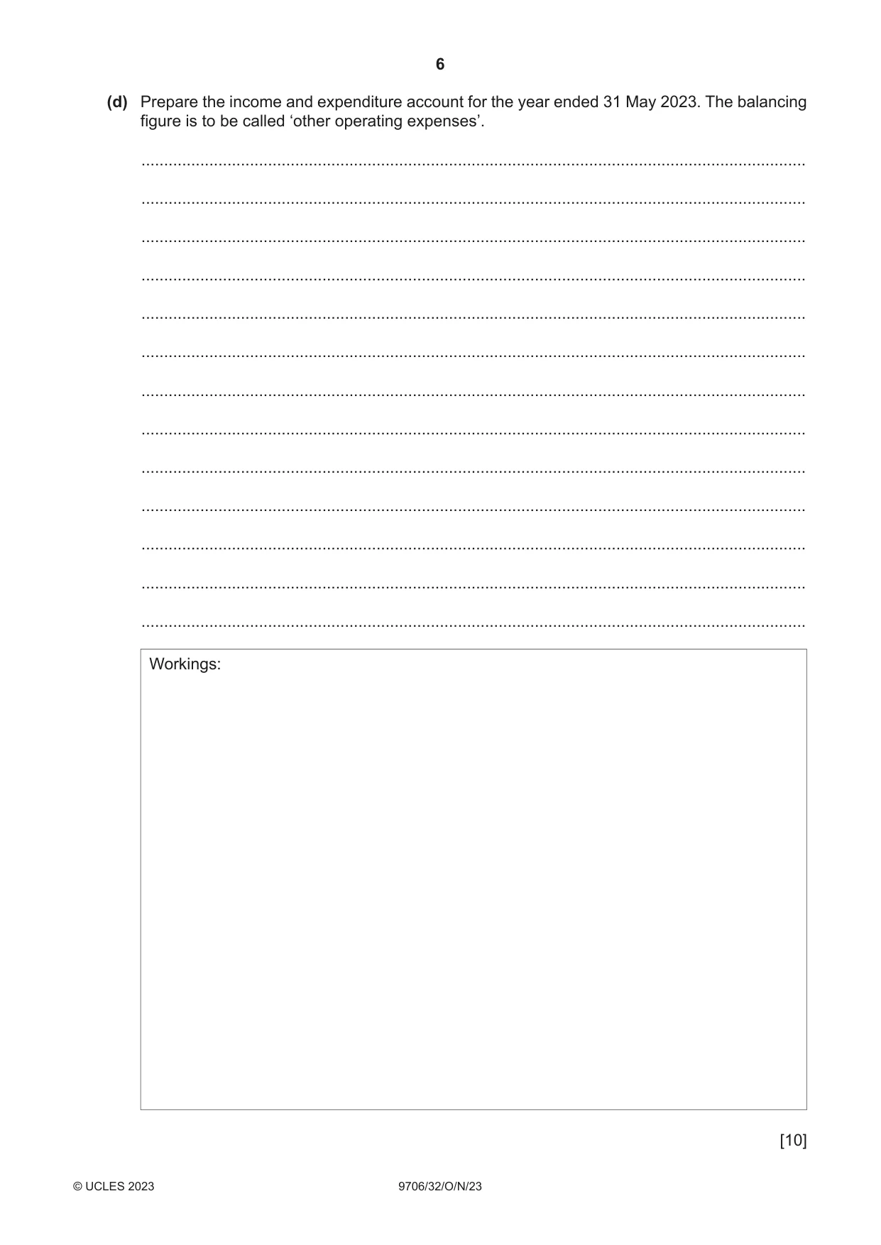 Cambridge A Level Accounting 9706 2023 Oct/Nov Paper 3 · Variant 2 question paper, page 6 of 12
