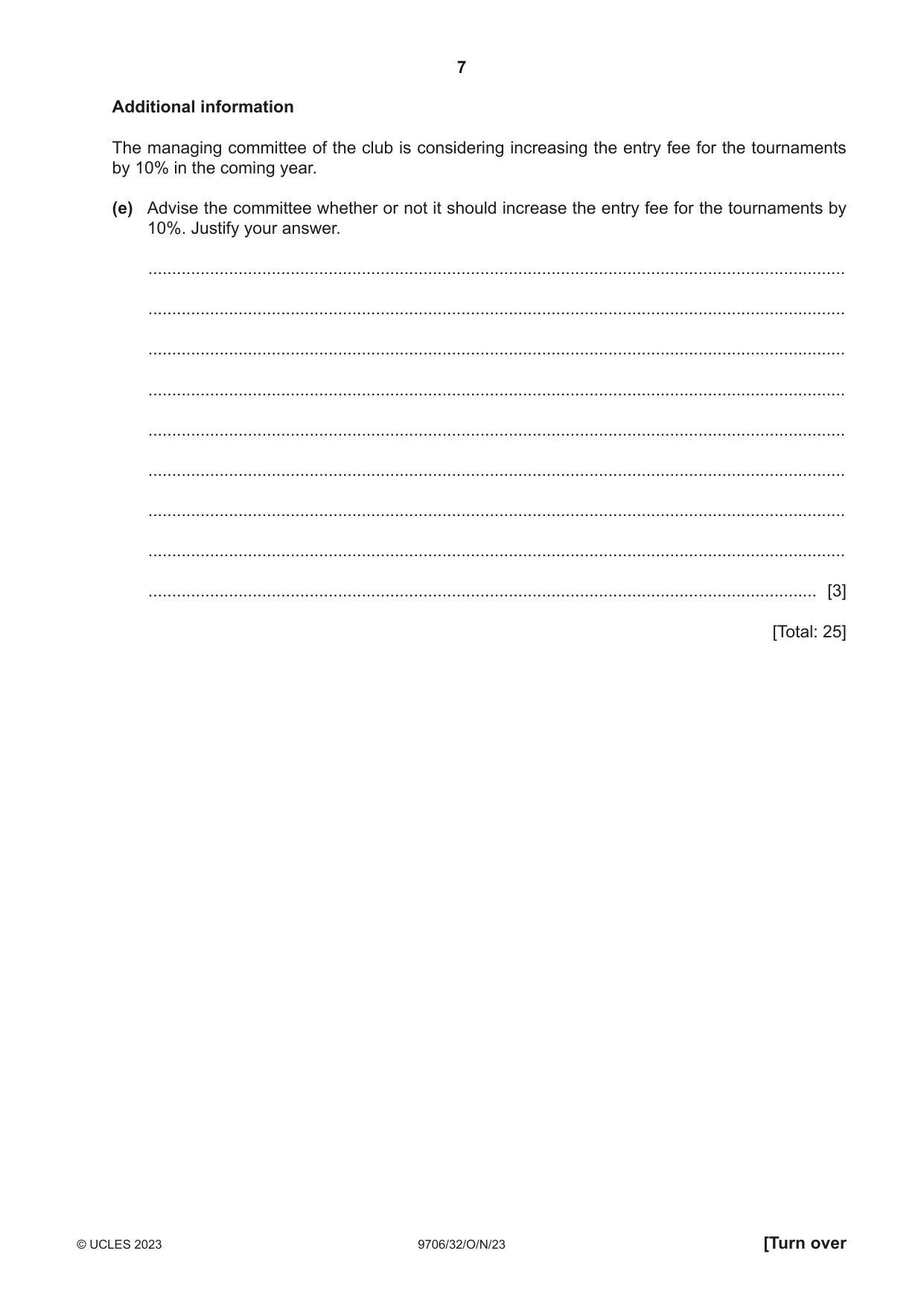 Cambridge A Level Accounting 9706 2023 Oct/Nov Paper 3 · Variant 2 question paper, page 7 of 12