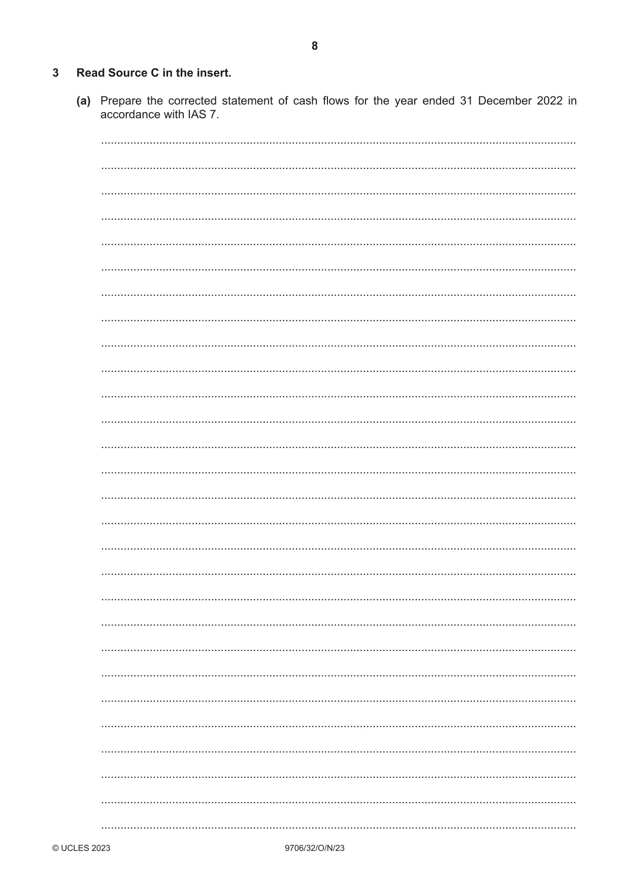 Cambridge A Level Accounting 9706 2023 Oct/Nov Paper 3 · Variant 2 question paper, page 8 of 12