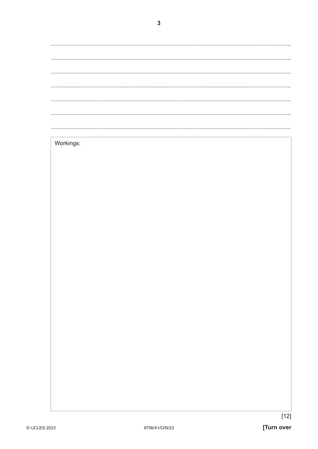 Cambridge A Level Accounting 9706 2023 Oct/Nov Paper 4 · Variant 1 question paper, page 3 of 8