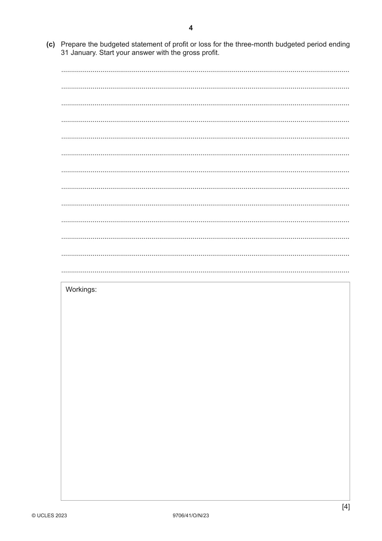 Cambridge A Level Accounting 9706 2023 Oct/Nov Paper 4 · Variant 1 question paper, page 4 of 8
