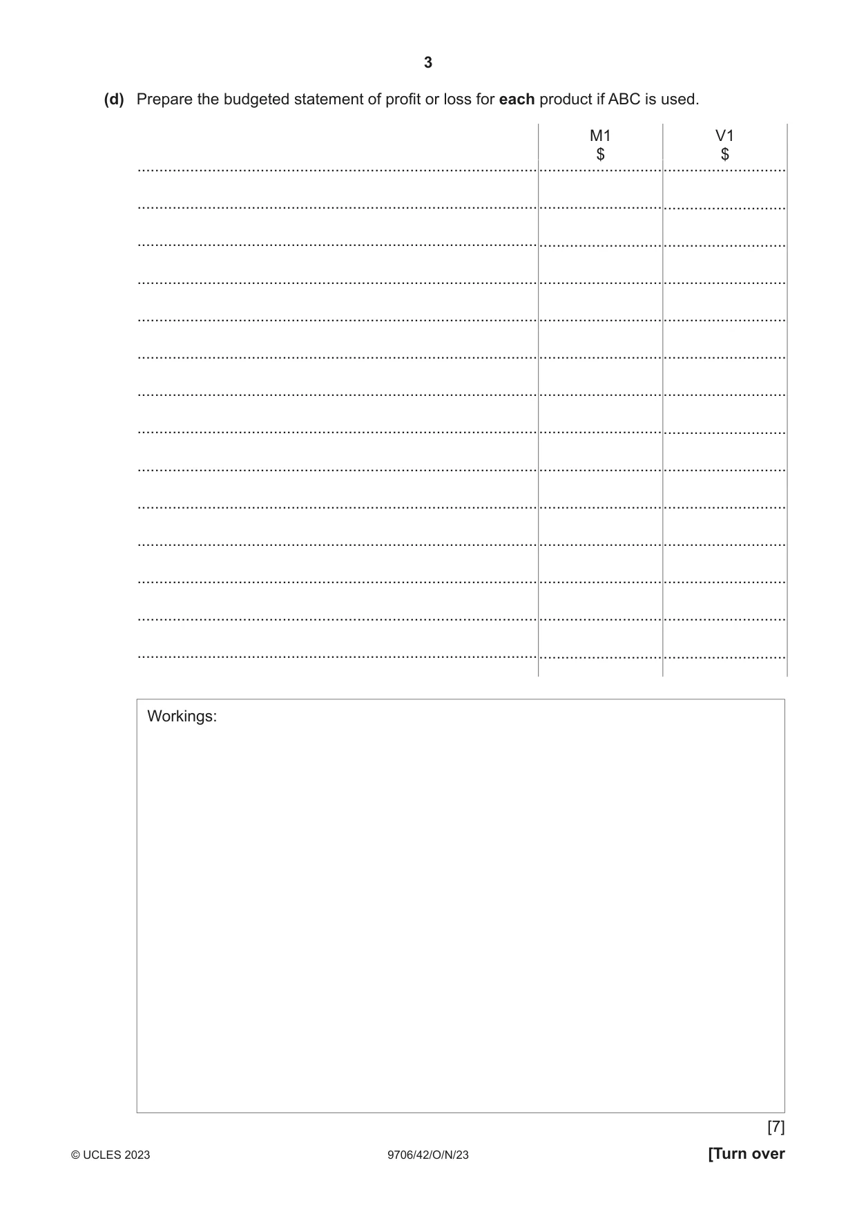Cambridge A Level Accounting 9706 2023 Oct/Nov Paper 4 · Variant 2 question paper, page 3 of 8