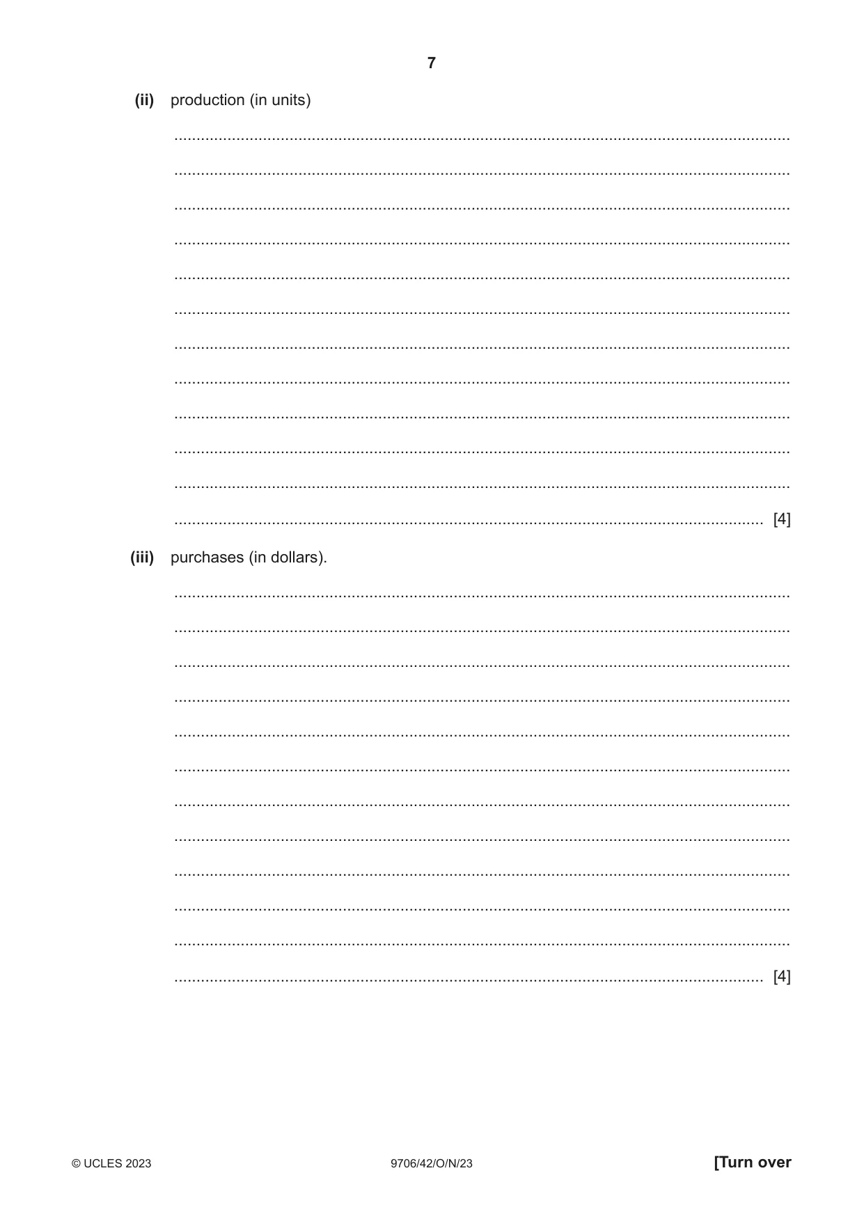 Cambridge A Level Accounting 9706 2023 Oct/Nov Paper 4 · Variant 2 question paper, page 7 of 8