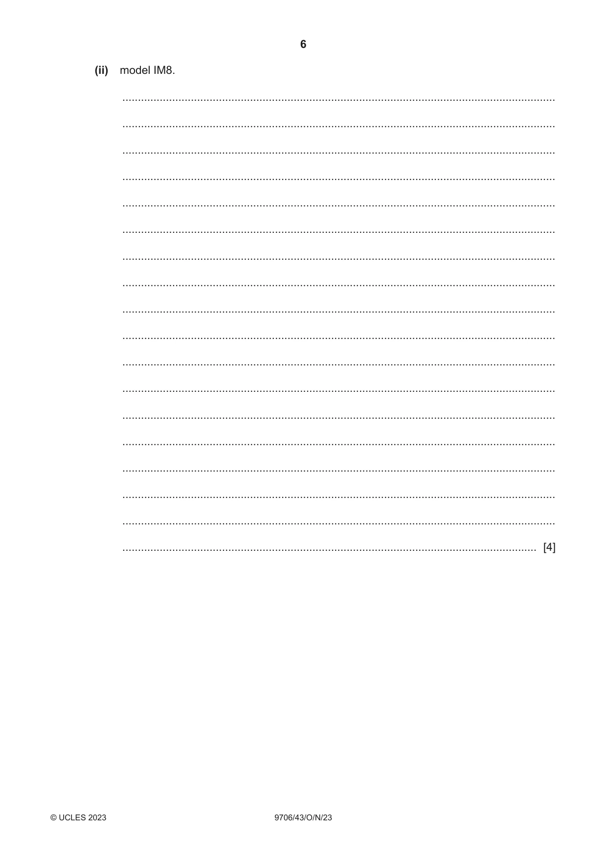 Cambridge A Level Accounting 9706 2023 Oct/Nov Paper 4 · Variant 3 question paper, page 6 of 12