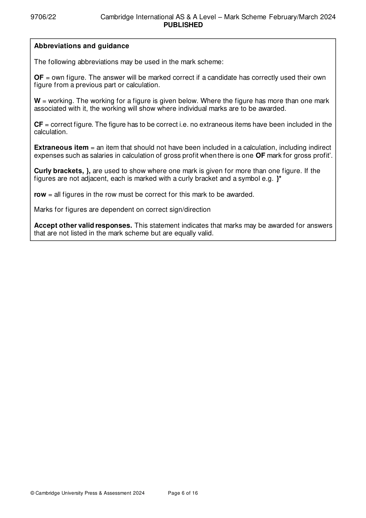 Mark scheme, page 6 of 16