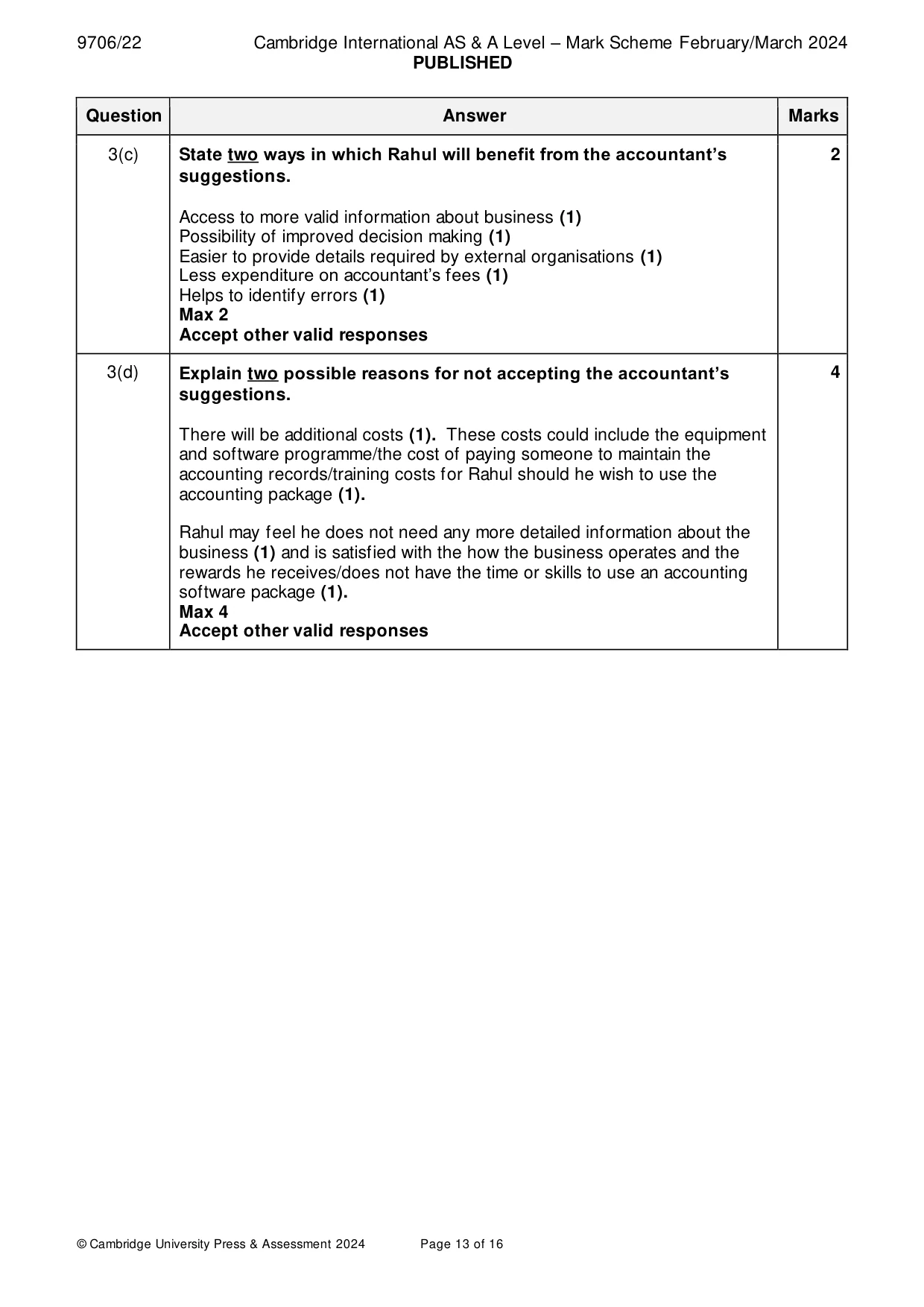 Mark scheme, page 13 of 16