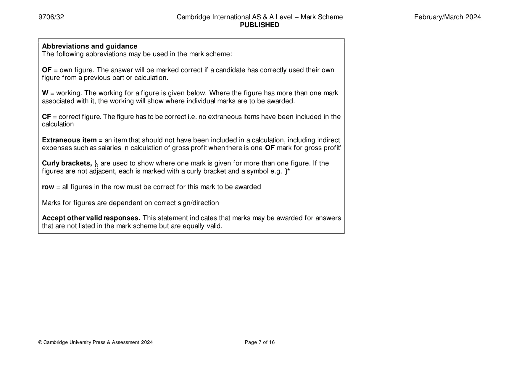 Mark scheme, page 7 of 16
