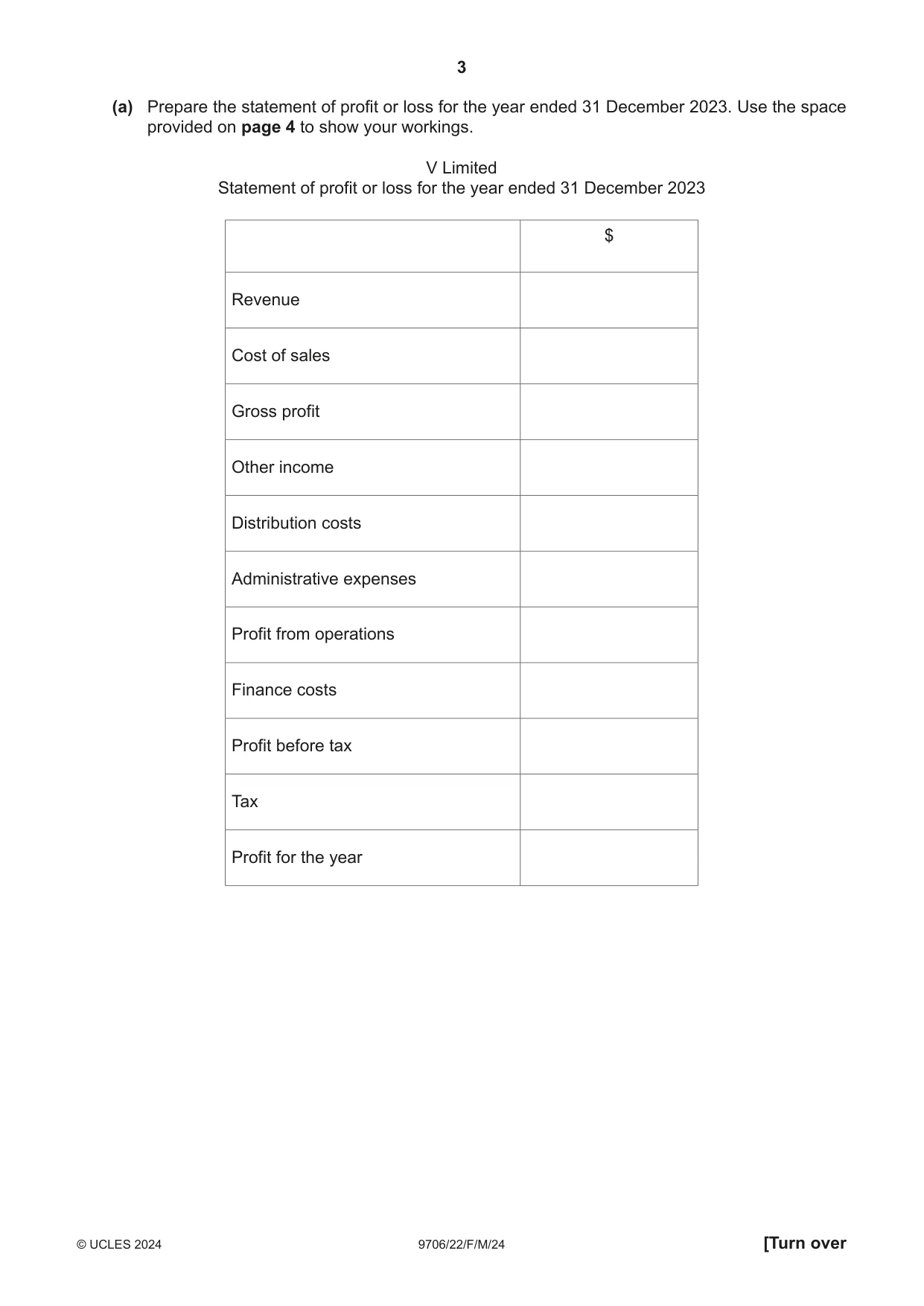 Cambridge A Level Accounting 9706 2024 Feb/March Paper 2 · Variant 2 question paper, page 3 of 20