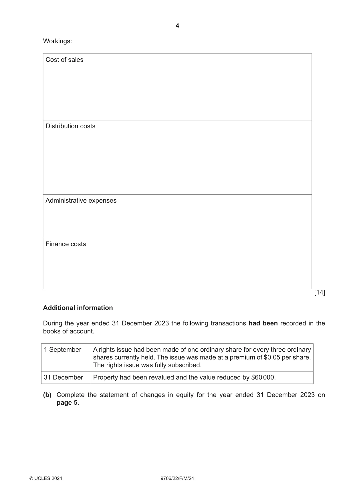 Cambridge A Level Accounting 9706 2024 Feb/March Paper 2 · Variant 2 question paper, page 4 of 20