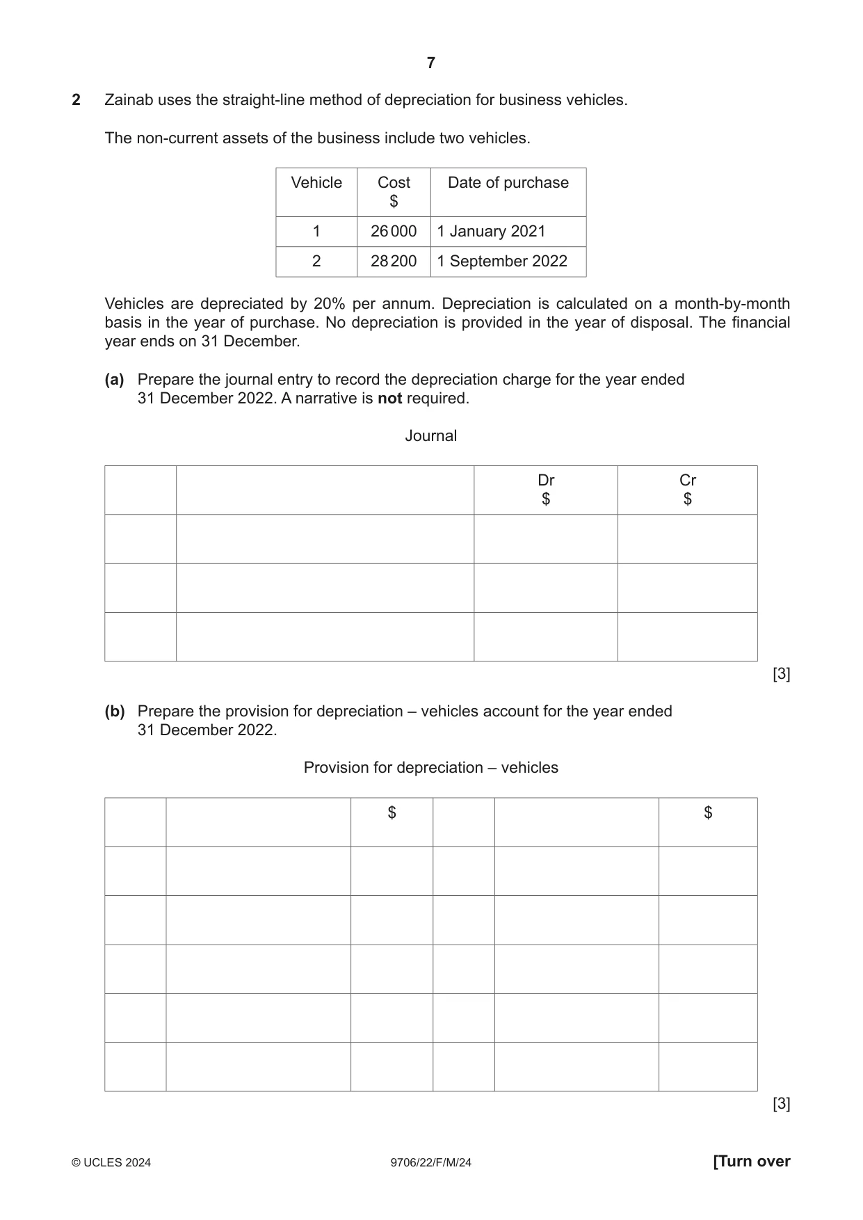 Cambridge A Level Accounting 9706 2024 Feb/March Paper 2 · Variant 2 question paper, page 7 of 20