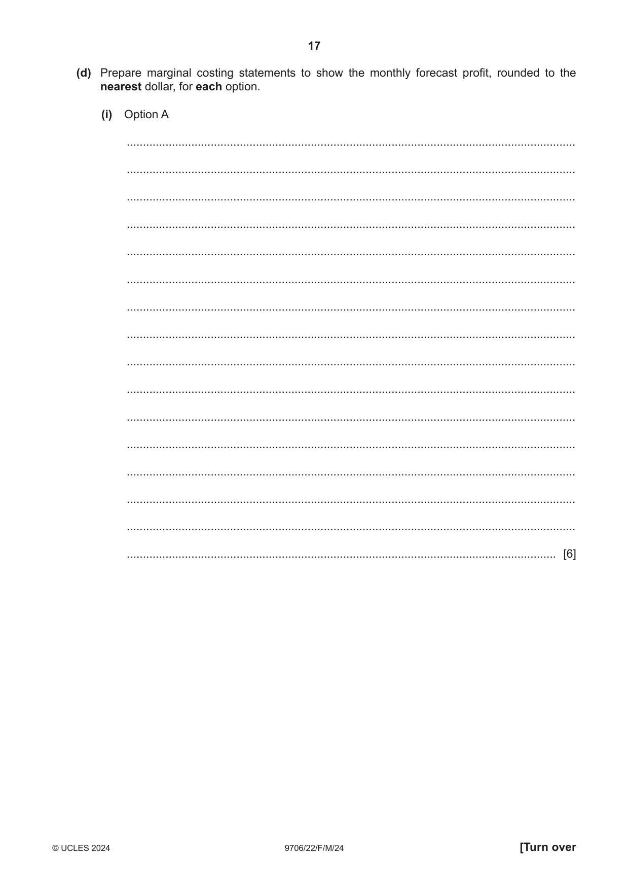 Cambridge A Level Accounting 9706 2024 Feb/March Paper 2 · Variant 2 question paper, page 17 of 20